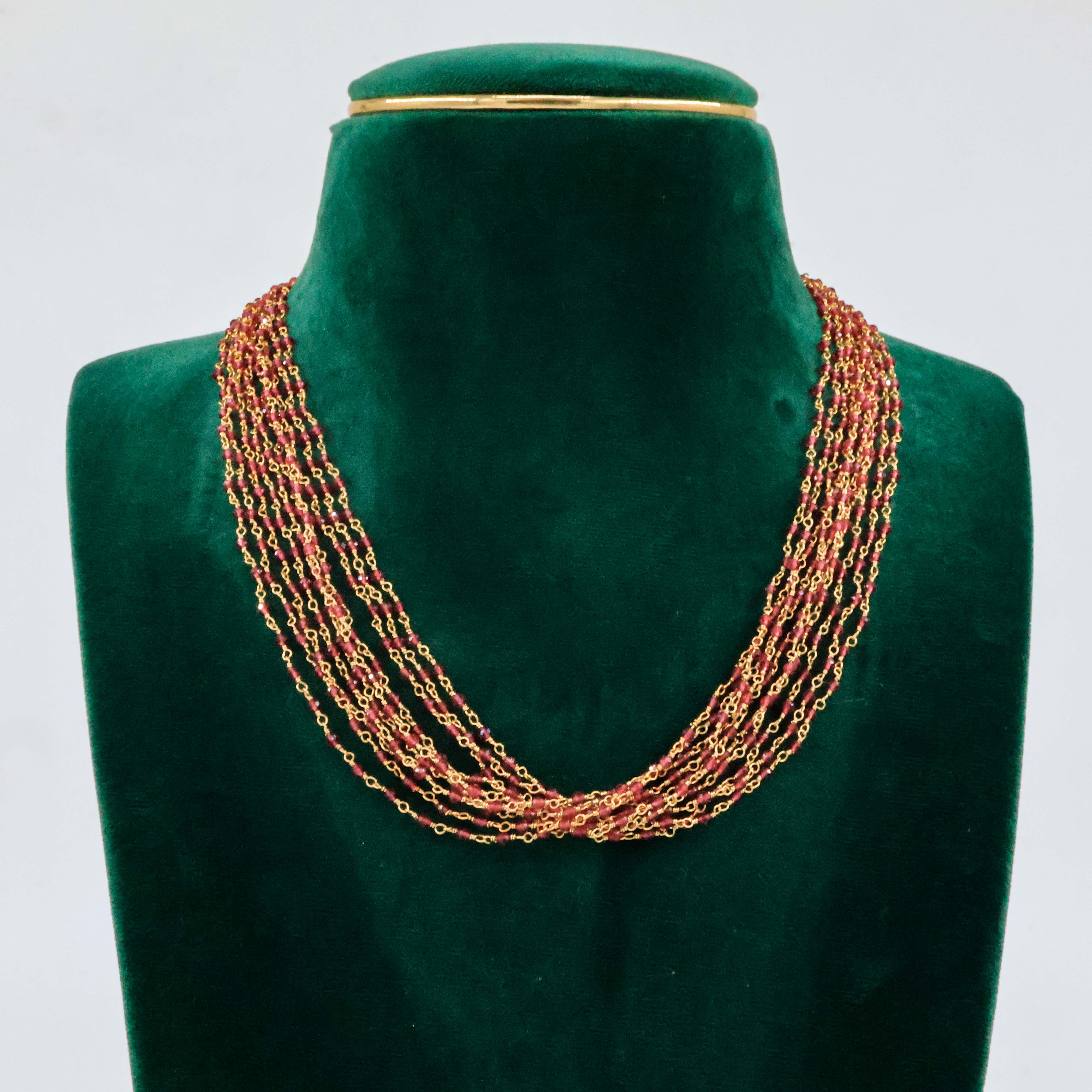 Raag Silver Jewellery Basheerbagh - Layered Ruby Beads Mala
