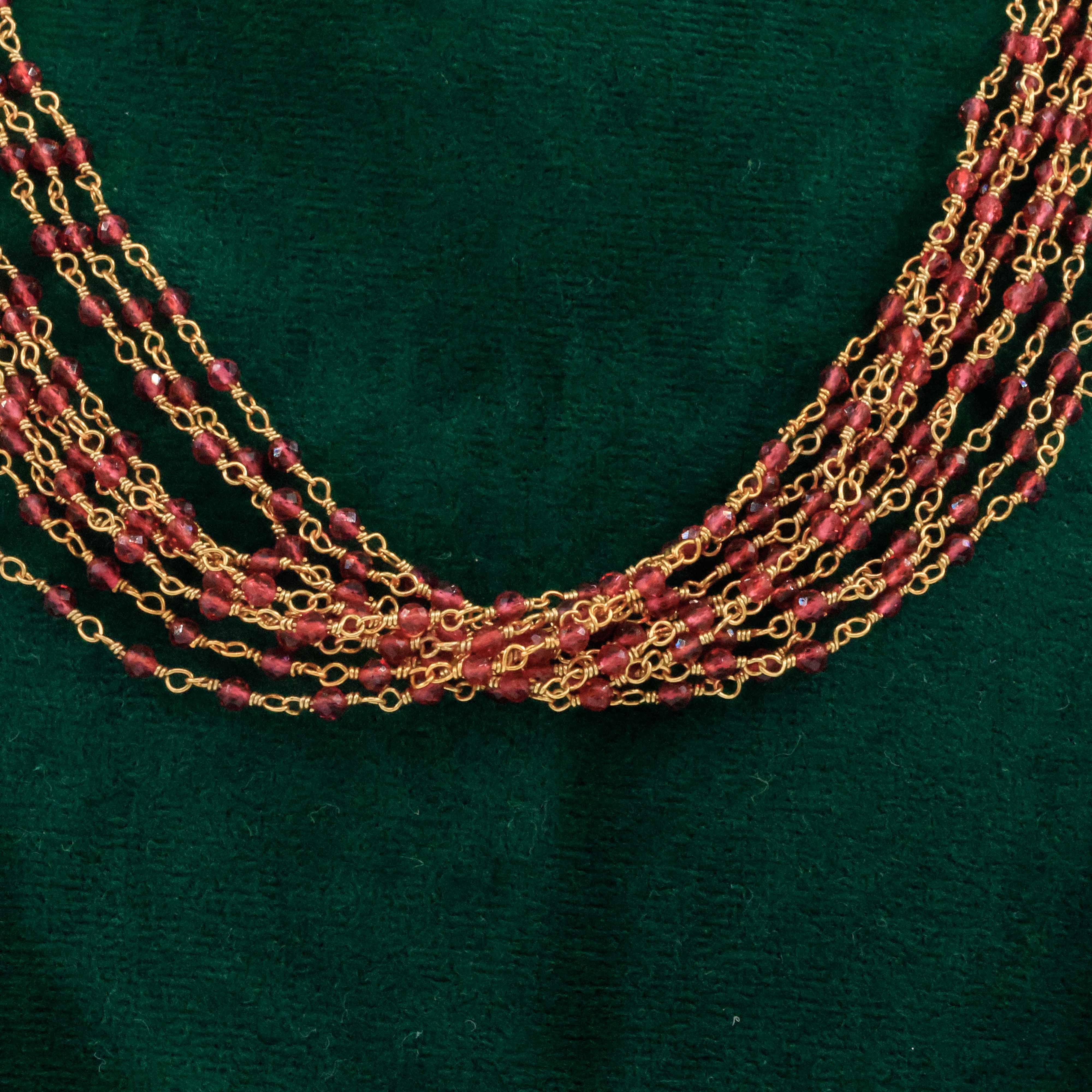 Raag Silver Jewellery Basheerbagh - Layered Ruby Beads Mala