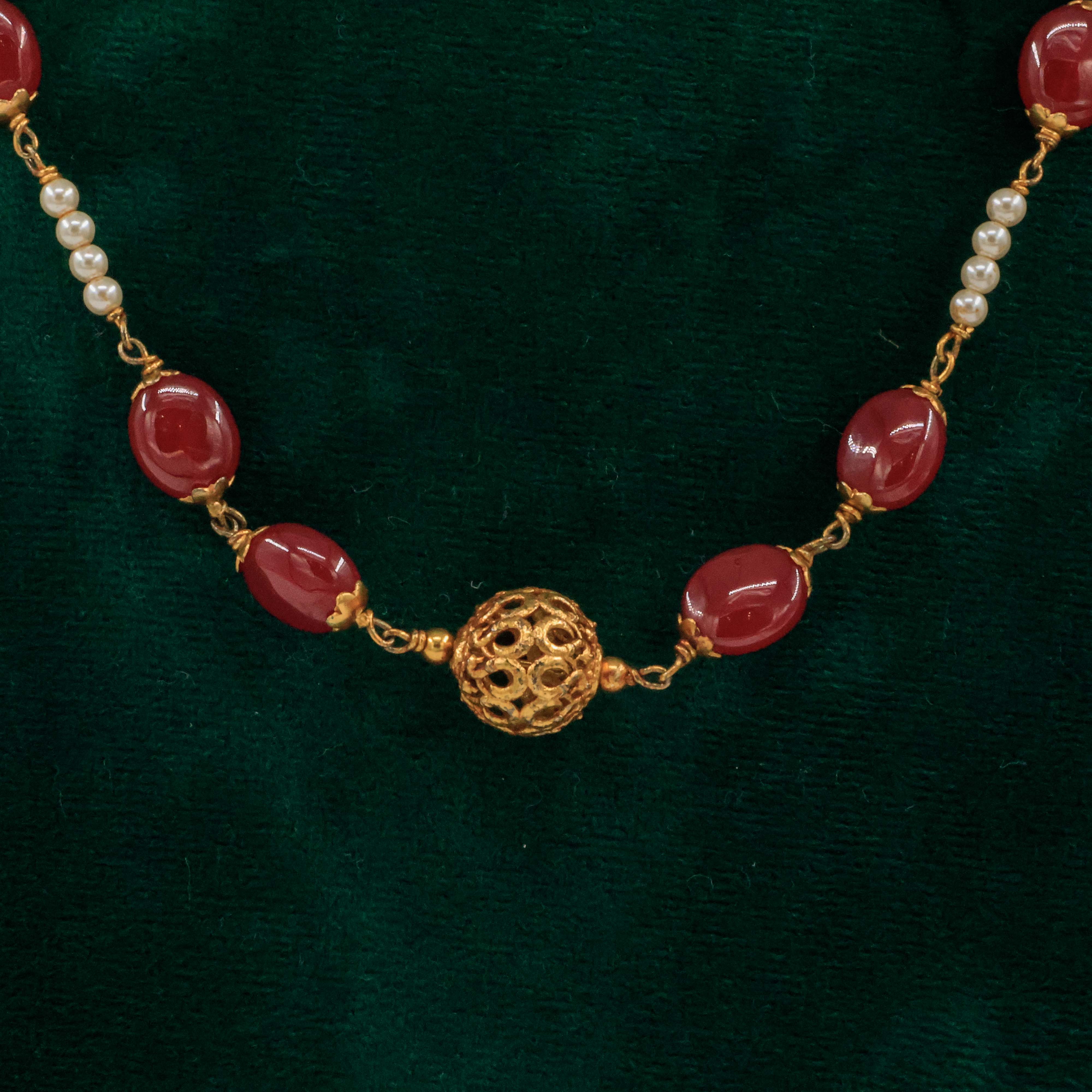 Raag Silver Jewellery Basheerbagh - Coral Pearl Beads Mala