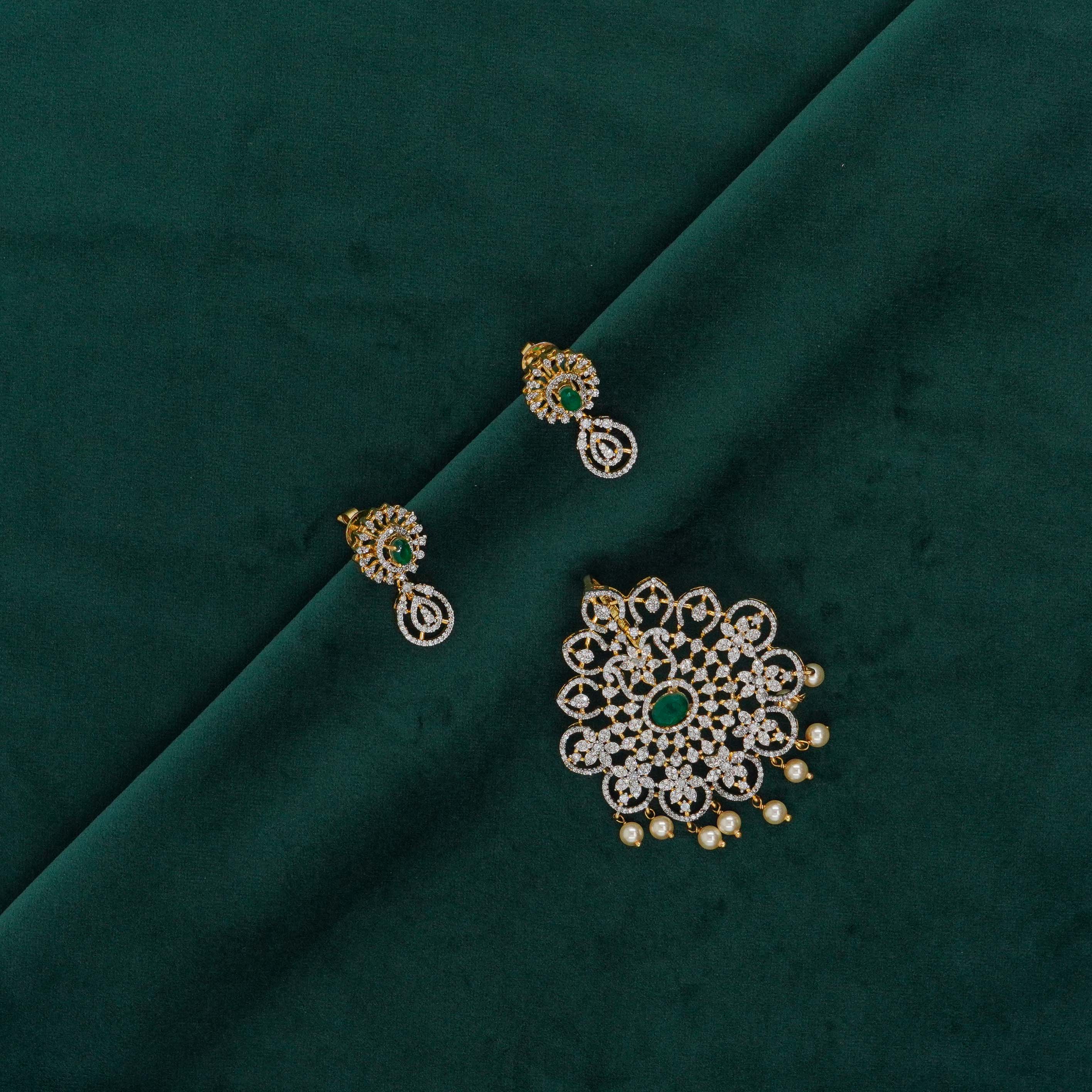 Raag Silver Jewellery Basheerbagh - Floral  Pendant Set