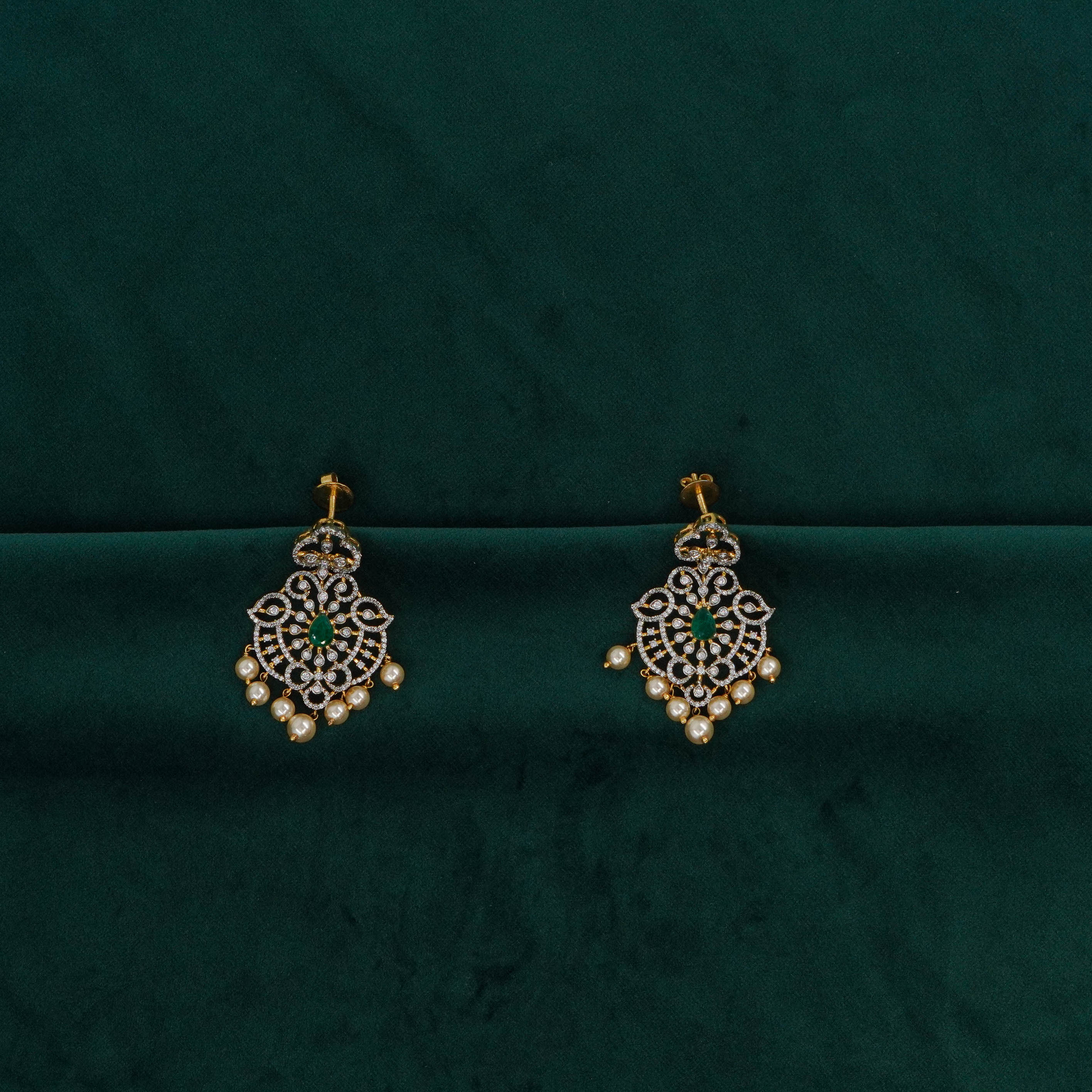 Raag Silver Jewellery Basheerbagh - Emerald Filigree Pendant Set