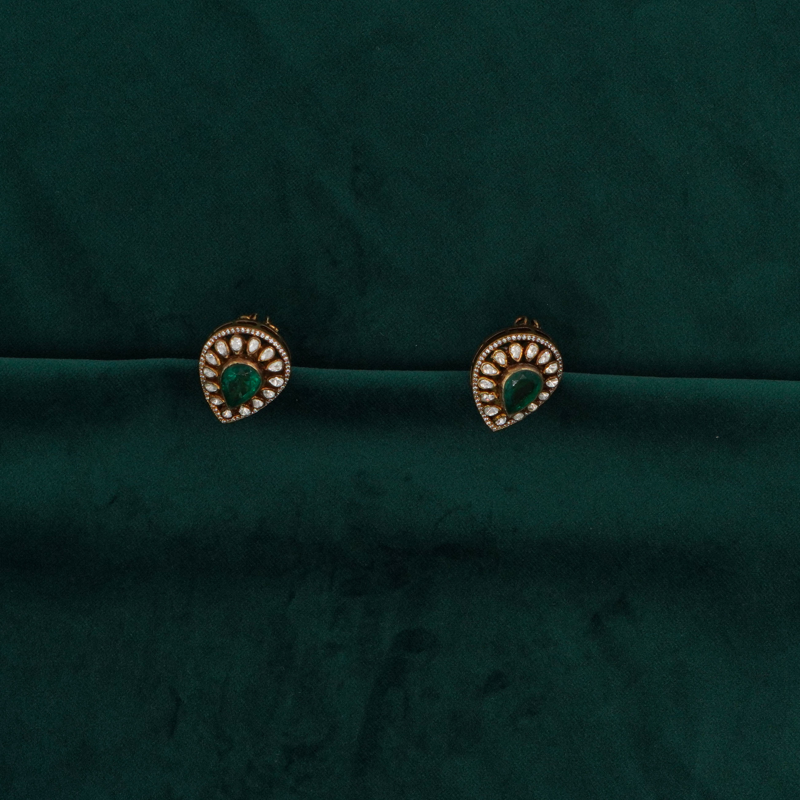 Raag Silver Jewellery Basheerbagh - Emerald Pear Pendant Set