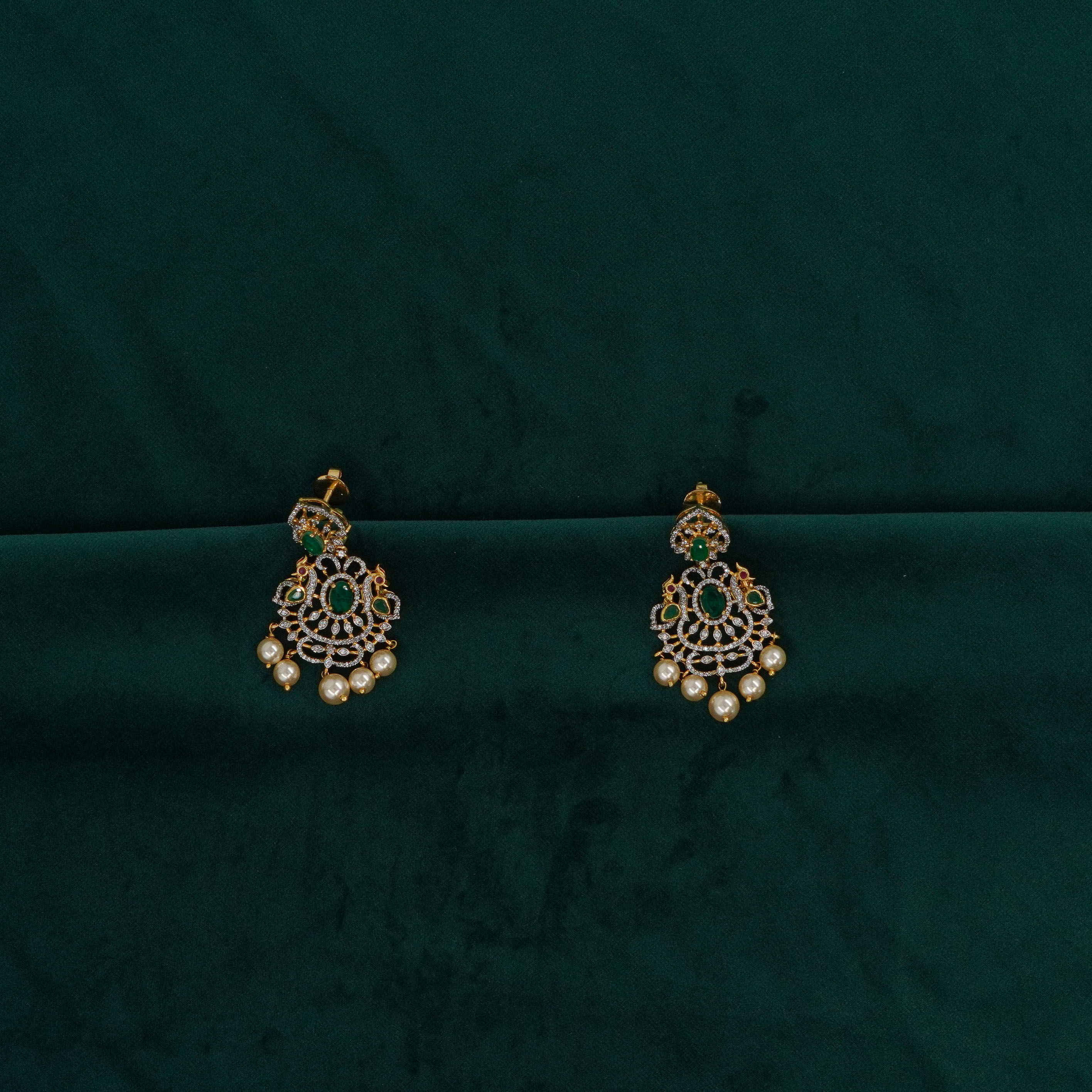 Raag Silver Jewellery Basheerbagh - Emerald Pearl Pendant Set