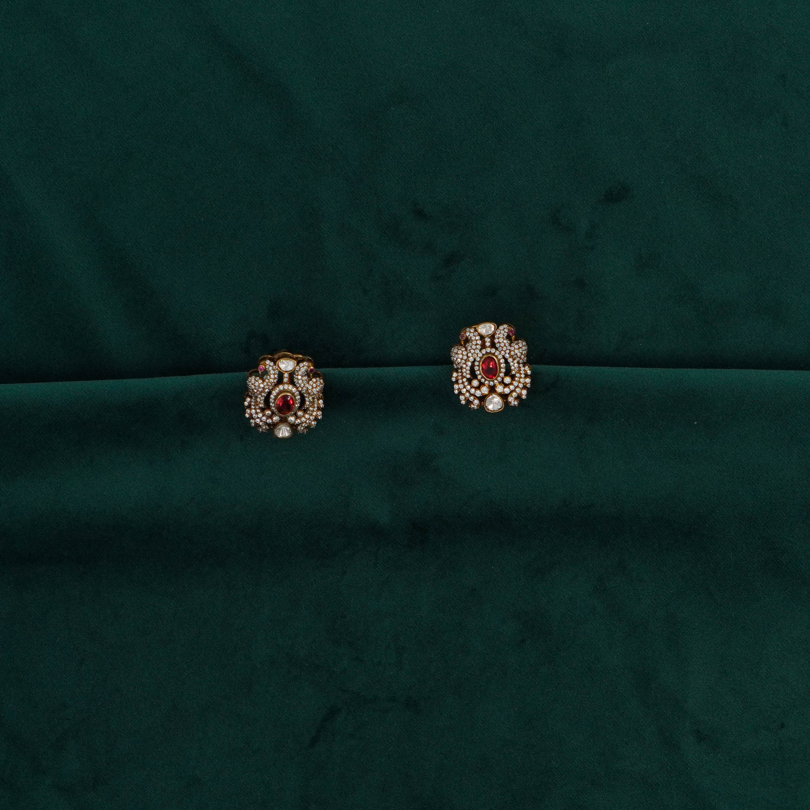 Raag Silver Jewellery Basheerbagh - Floral Ruby  Set