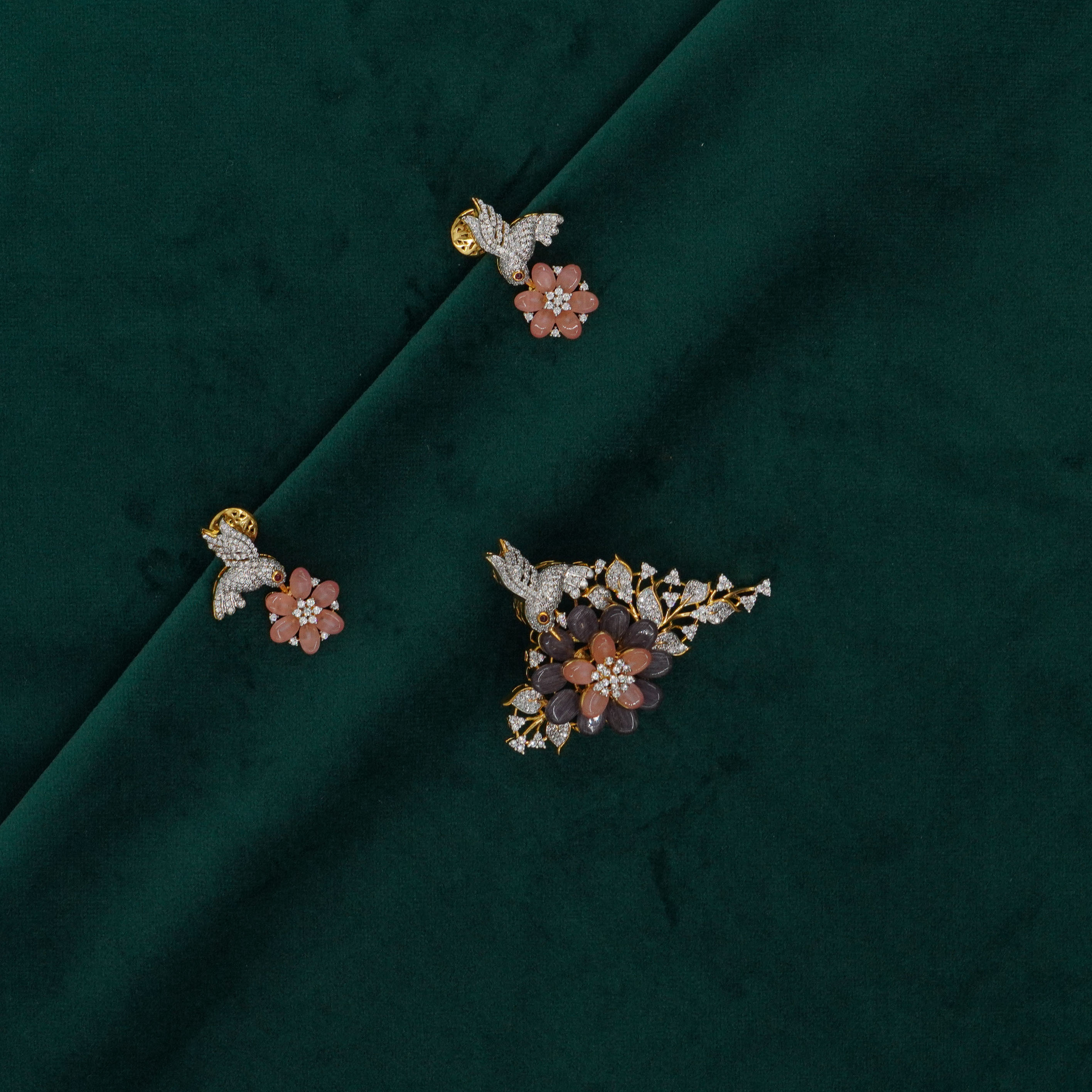 Raag Silver Jewellery Basheerbagh - Hummingbird Floral Set