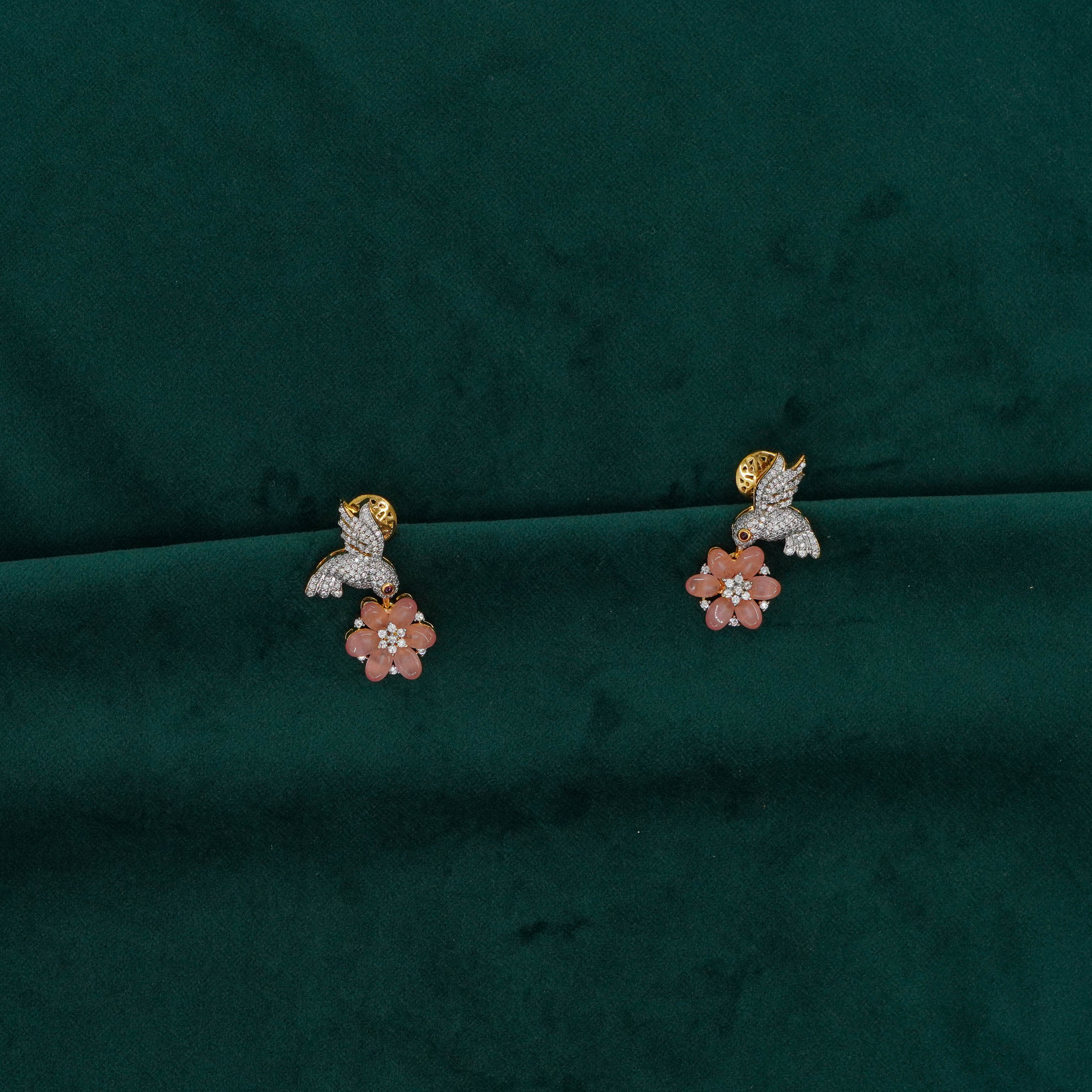 Raag Silver Jewellery Basheerbagh - Floral Bird Brooch Set