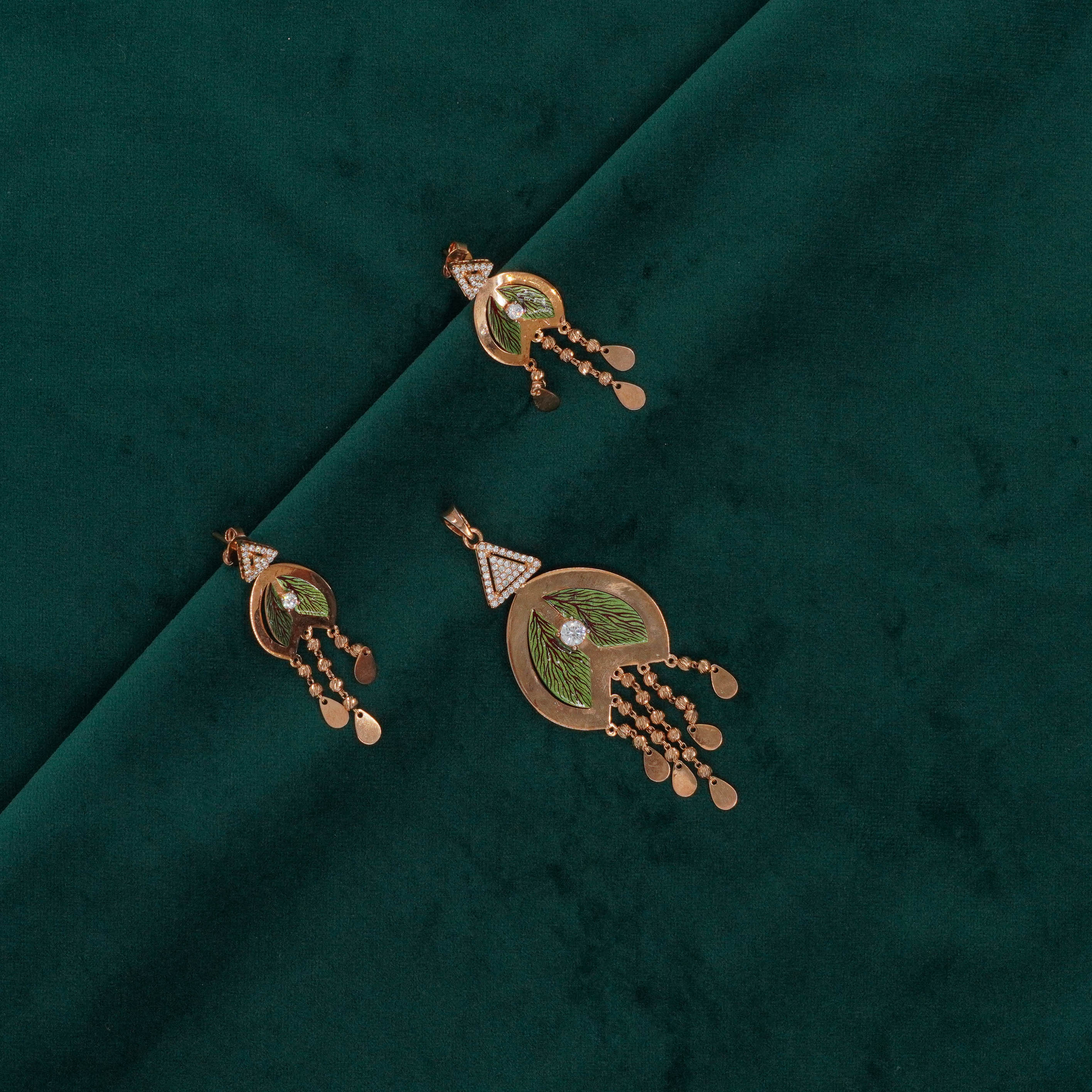 Raag Silver Jewellery Basheerbagh - Green Leaf Pendant