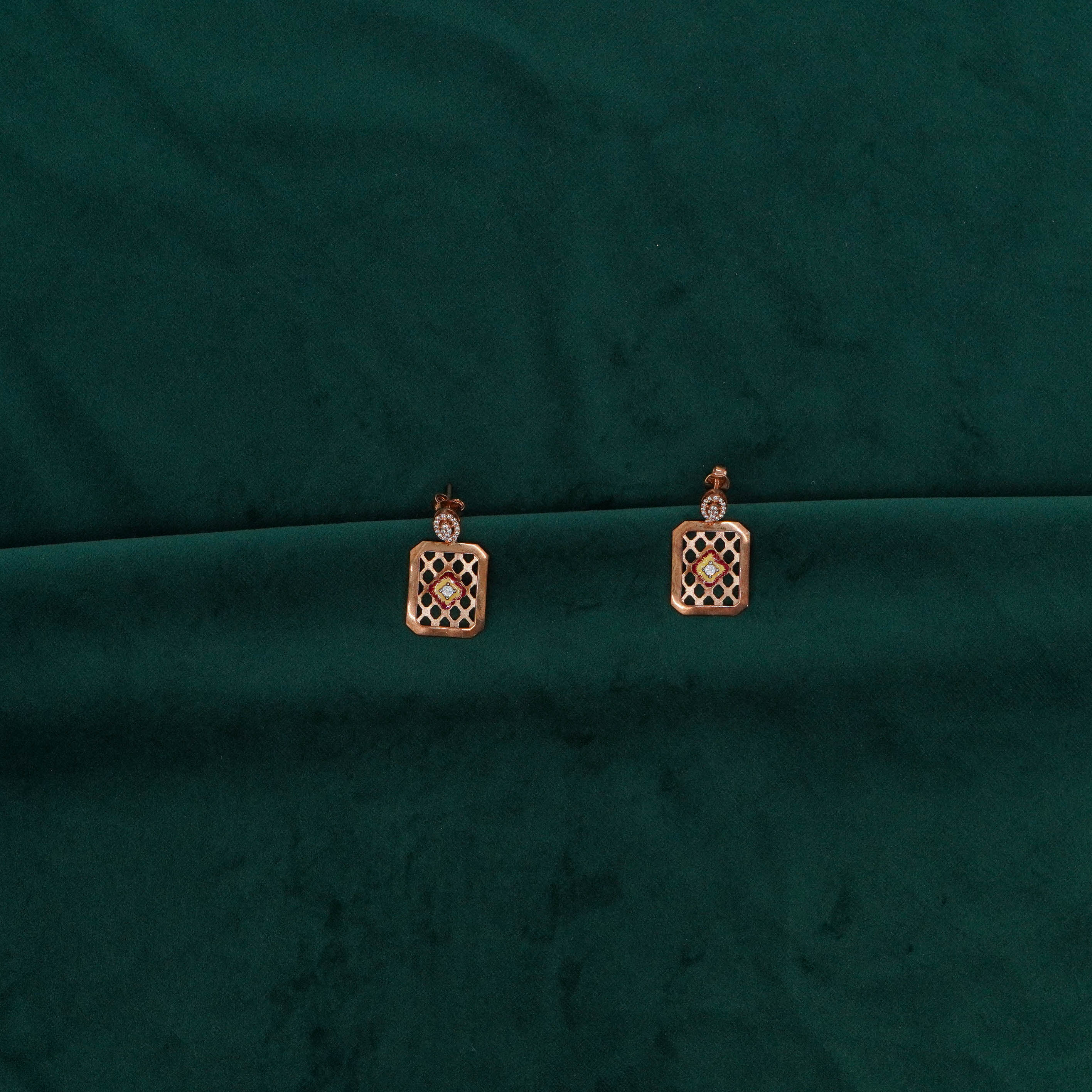 Raag Silver Jewellery Basheerbagh - Geometric Lattice Pendant Set