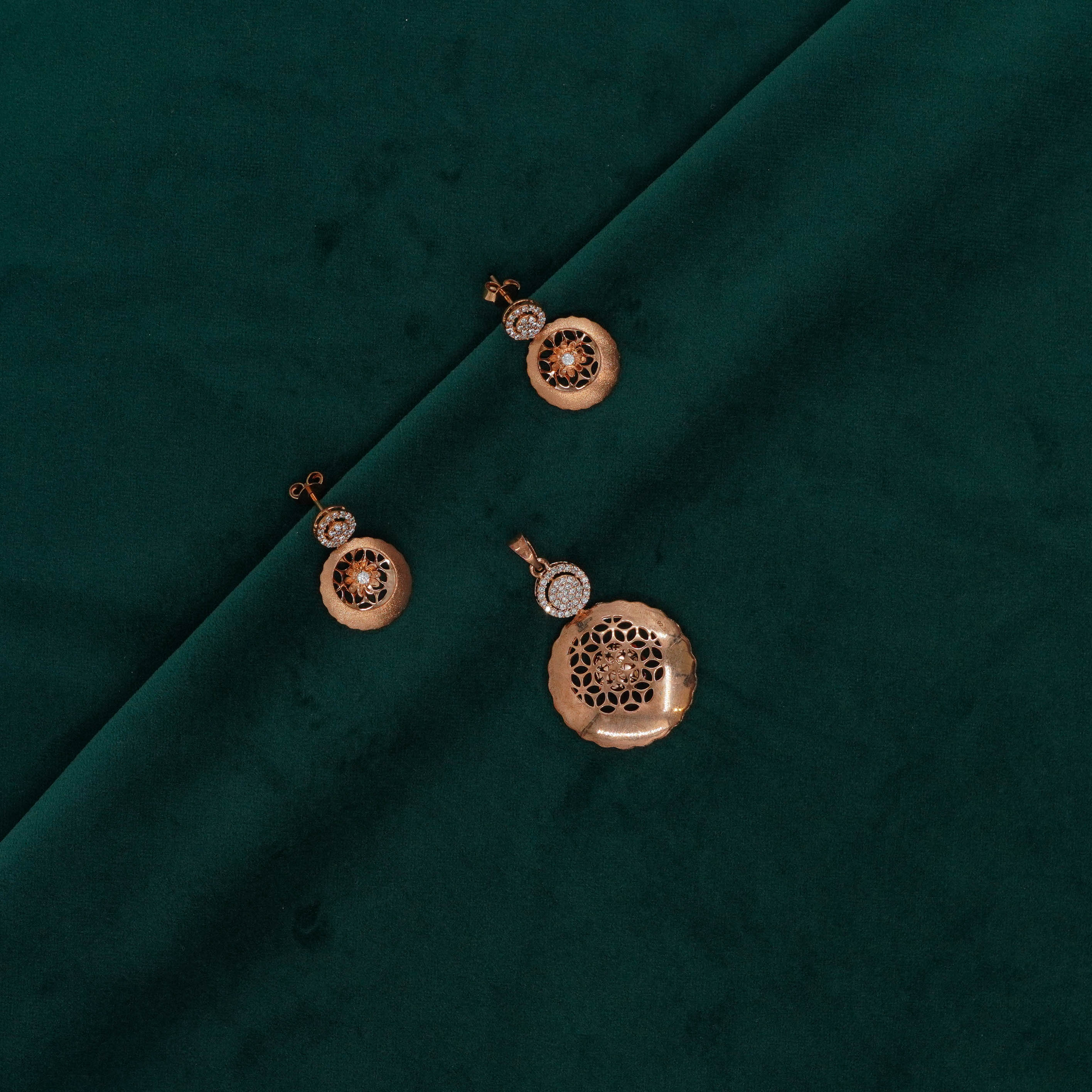 Raag Silver Jewellery Basheerbagh - Floral  Pendant Set Rose