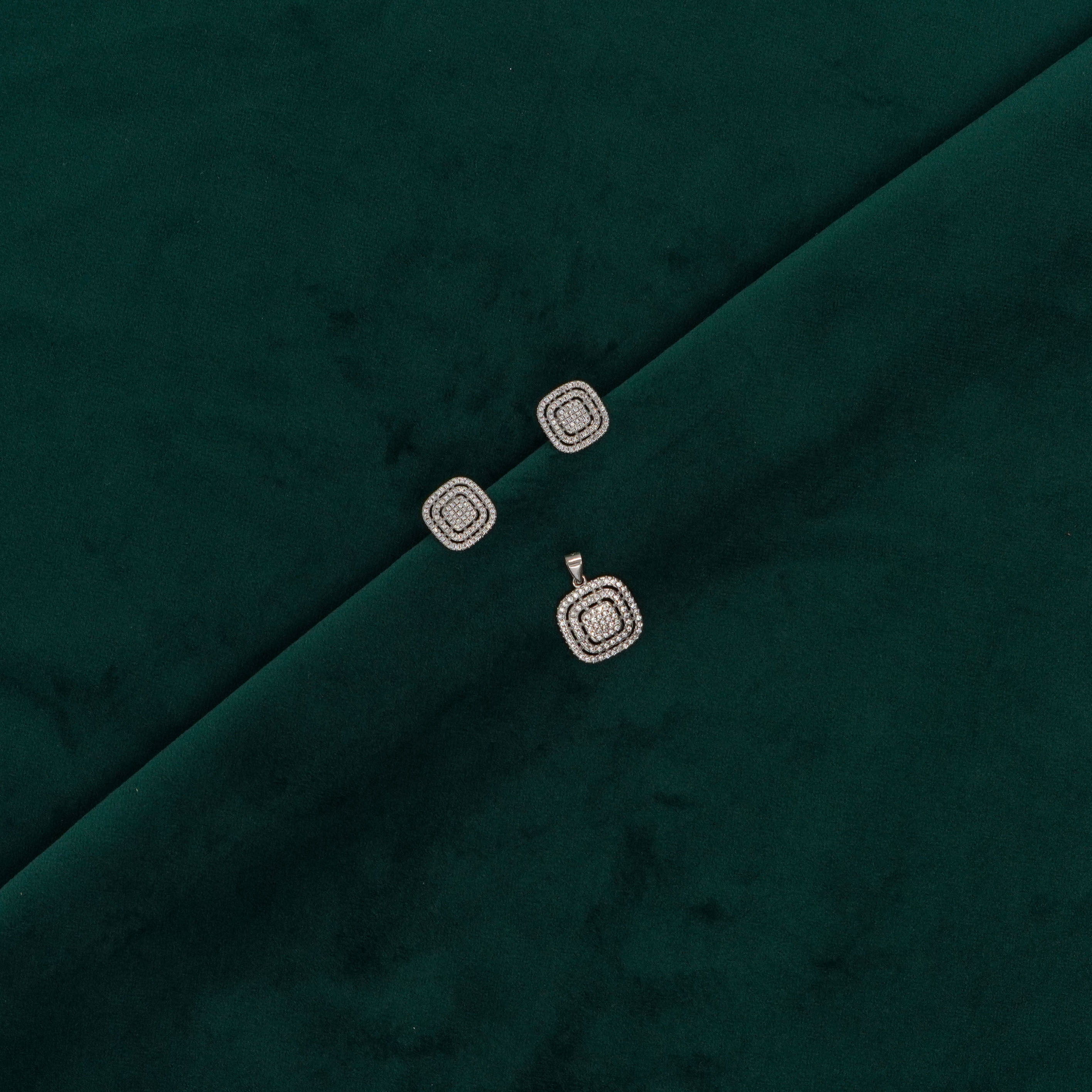 Raag Silver Jewellery Basheerbagh - Square Pendant Set