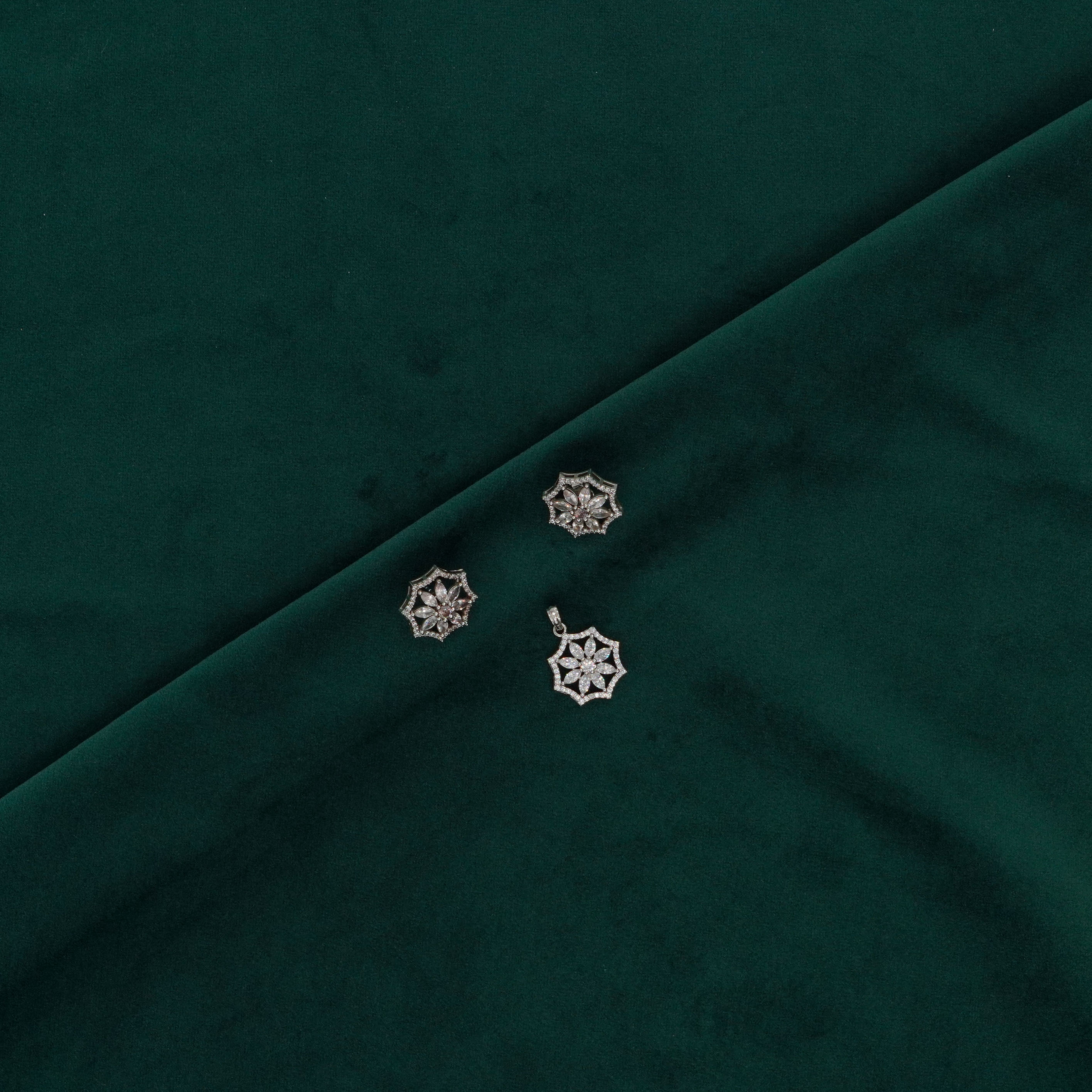 Raag Silver Jewellery Basheerbagh - Floral  Pendant Set Silver