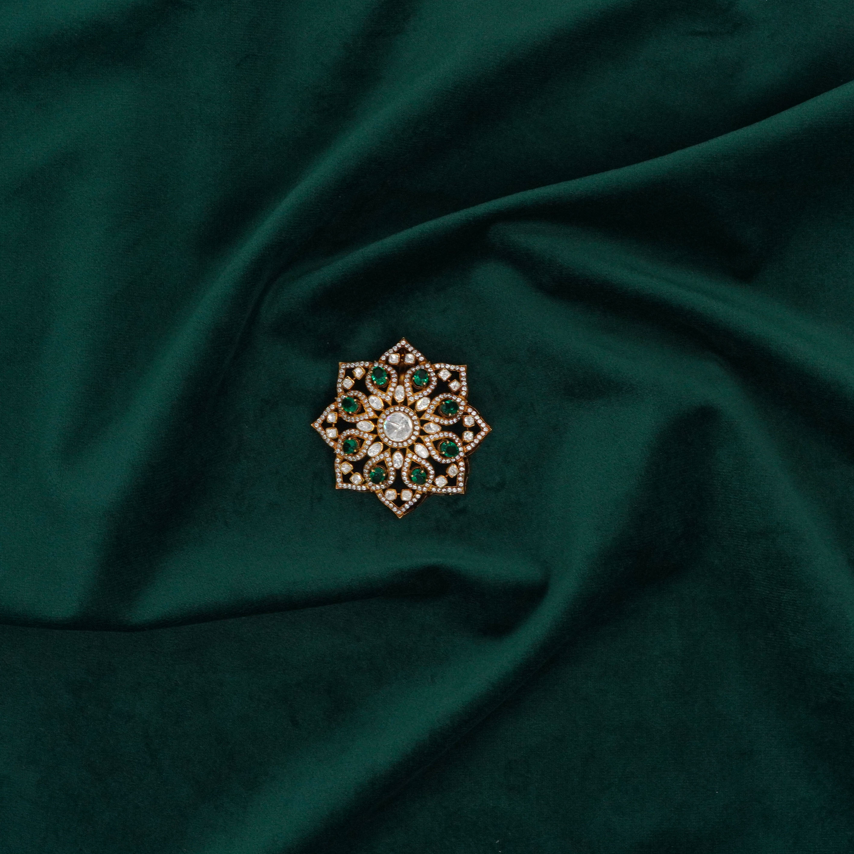 Emerald Starburst Brooch