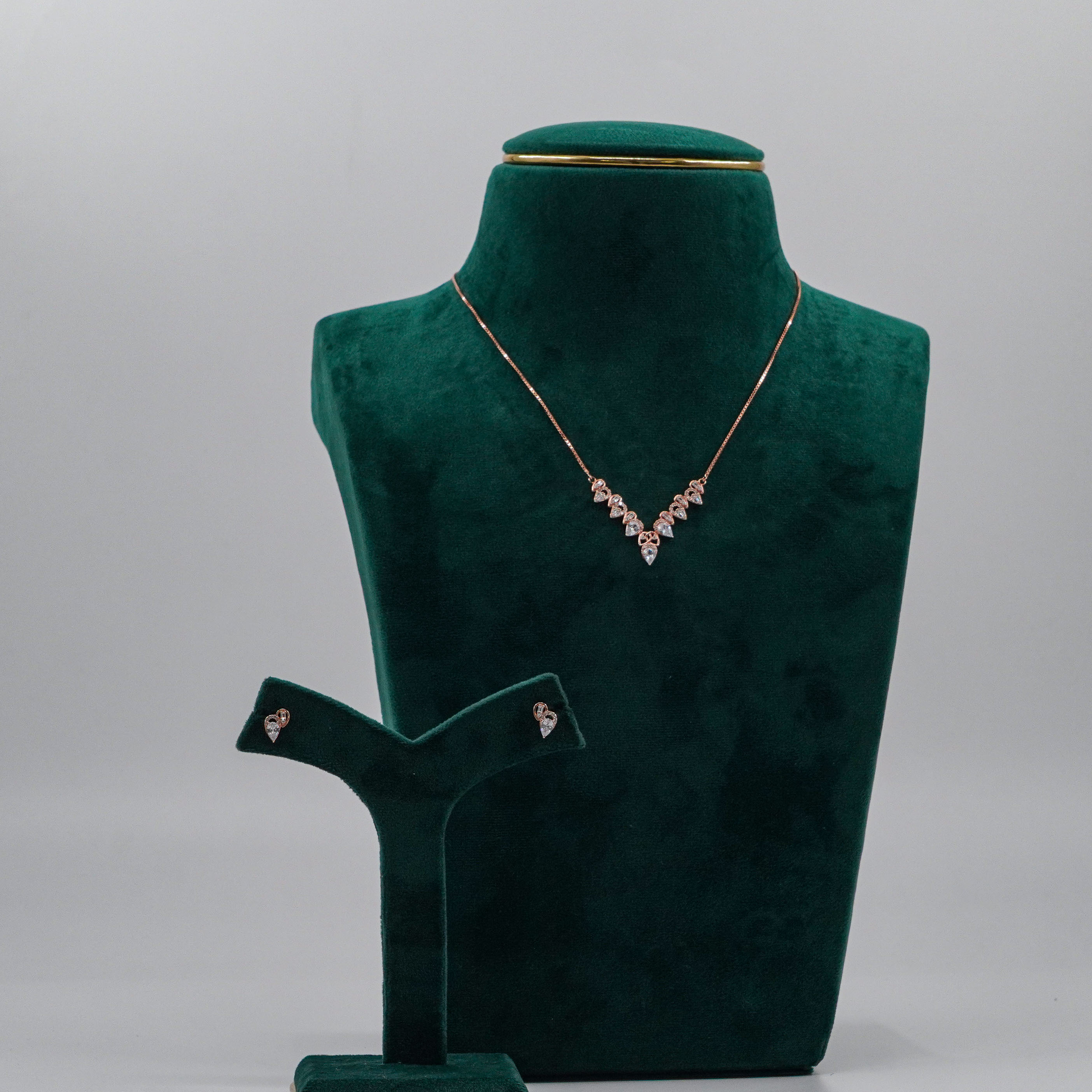 Raag Silver Jewellery Basheerbagh - V-Shaped CZ Necklace Set