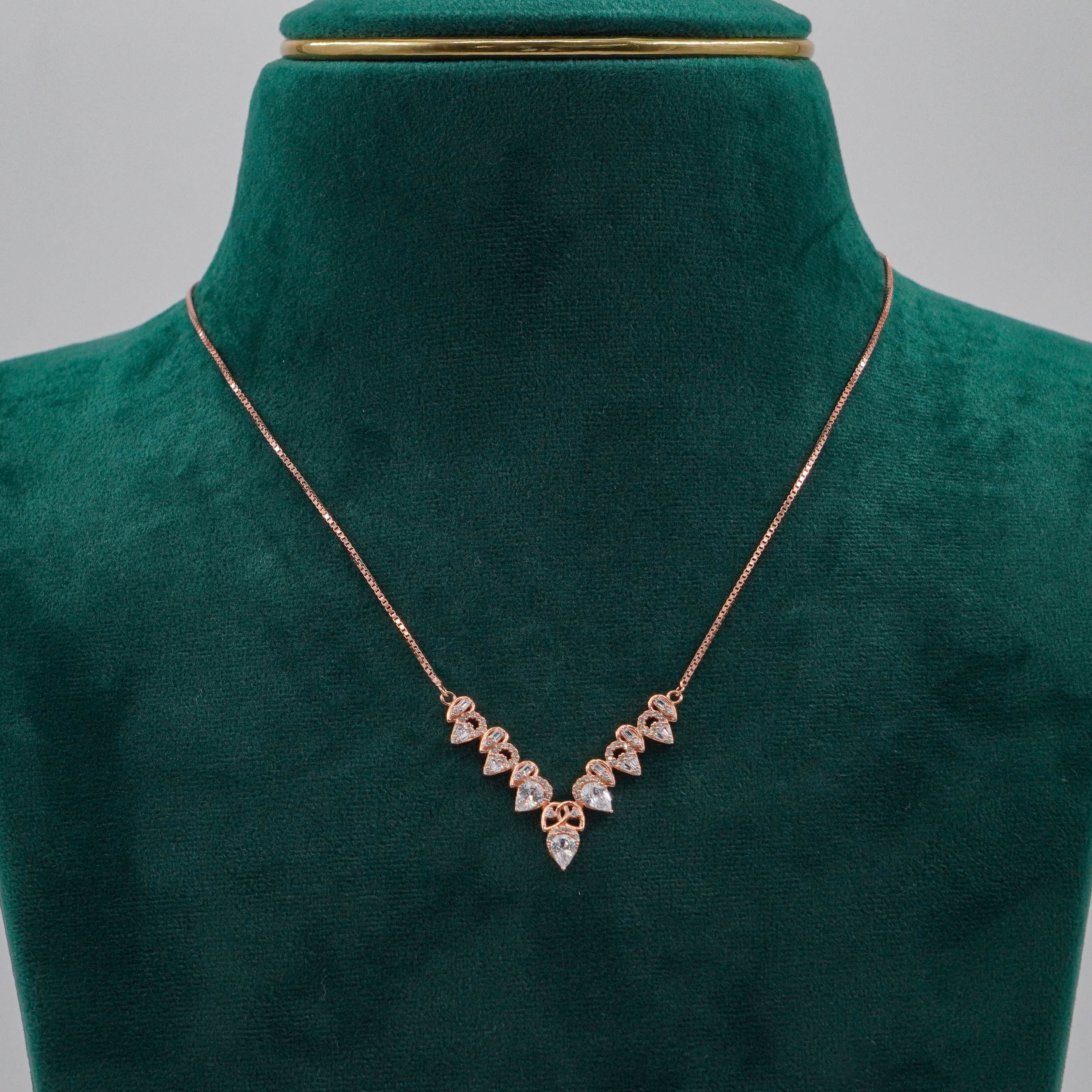 Raag Silver Jewellery Basheerbagh - V-Shaped CZ Necklace Set