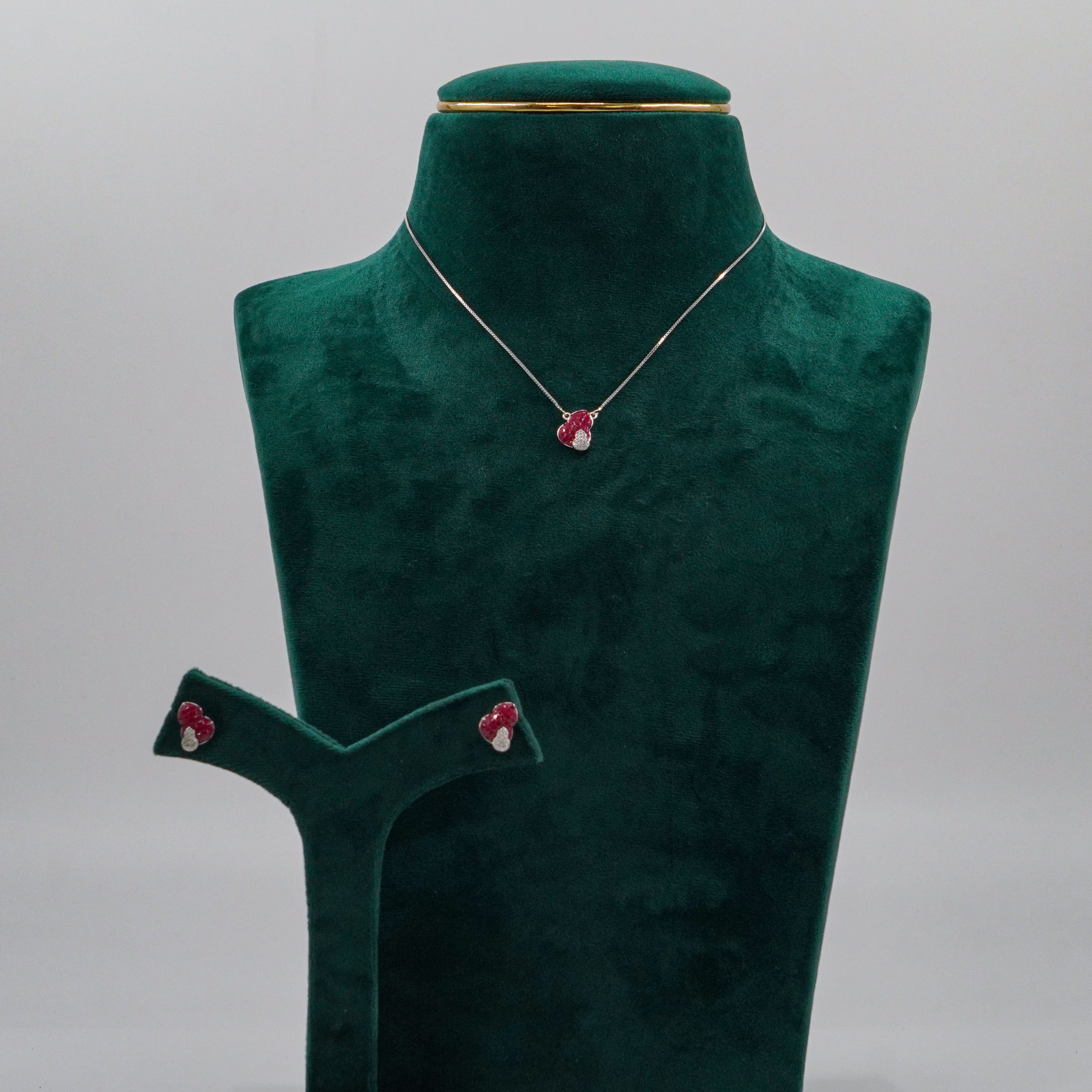 Raag Silver Jewellery Basheerbagh - Charm Heart Necklace Set