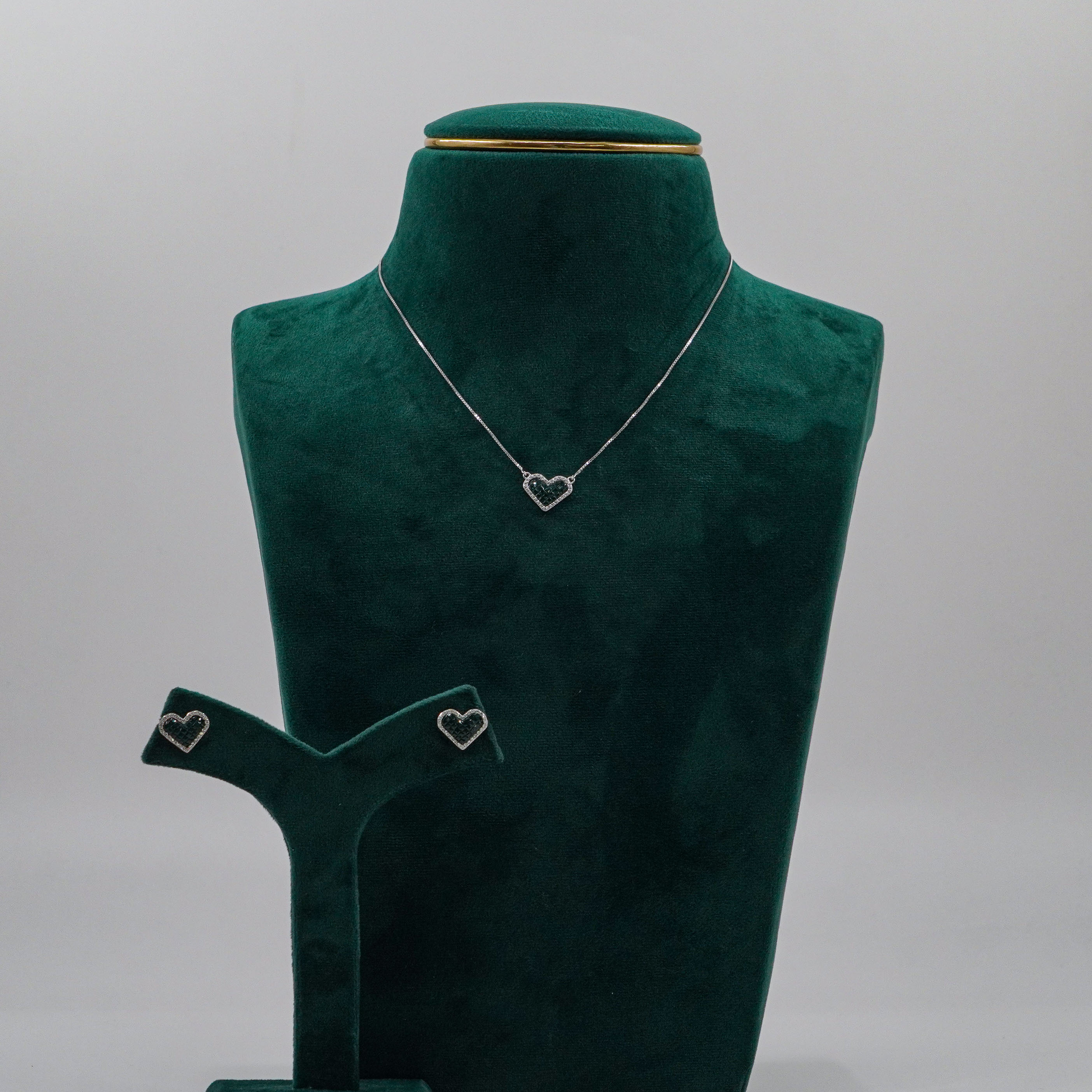 Raag Silver Jewellery Basheerbagh - Silver Heart Necklace Earrings Set