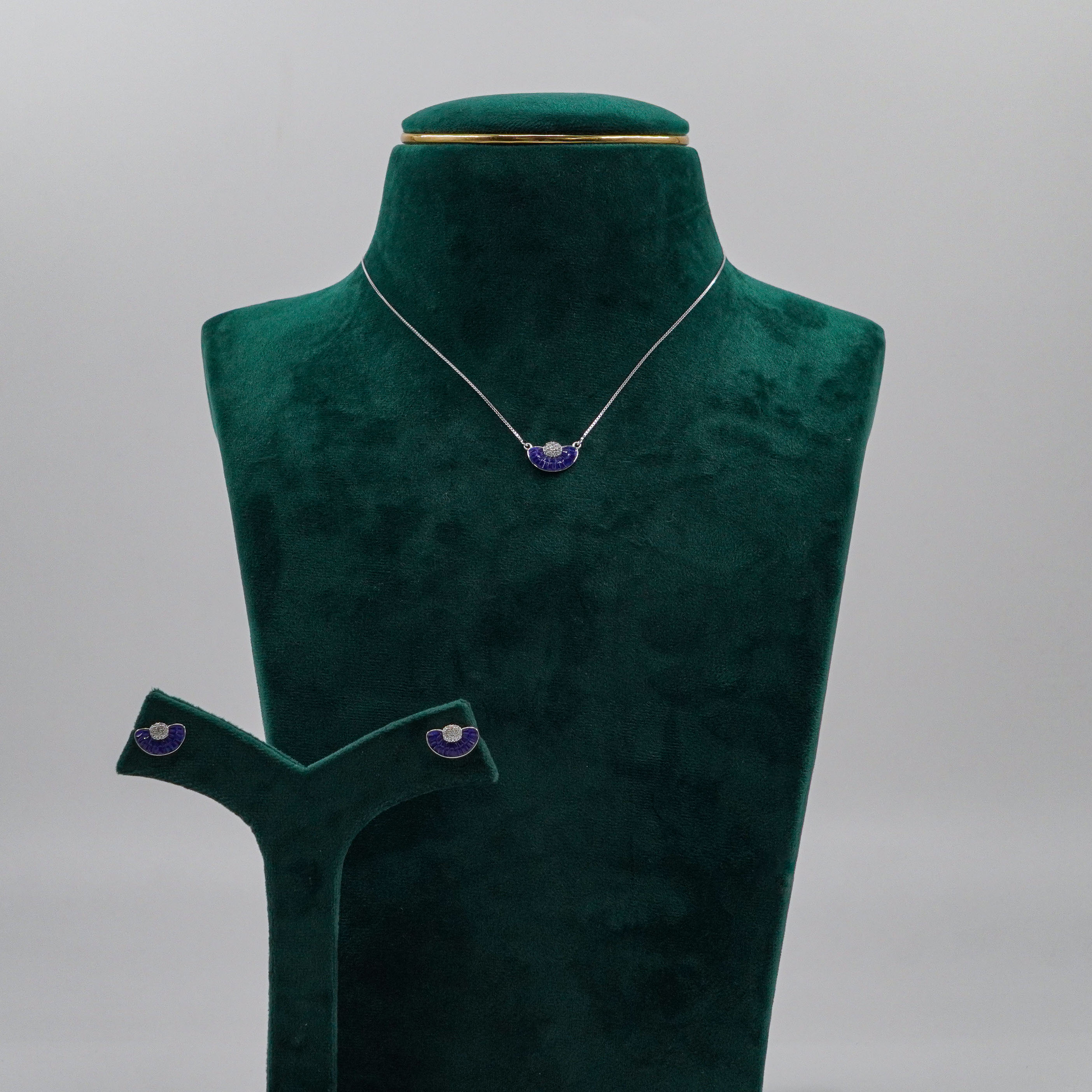 Raag Silver Jewellery Basheerbagh - Purple Pendant Set