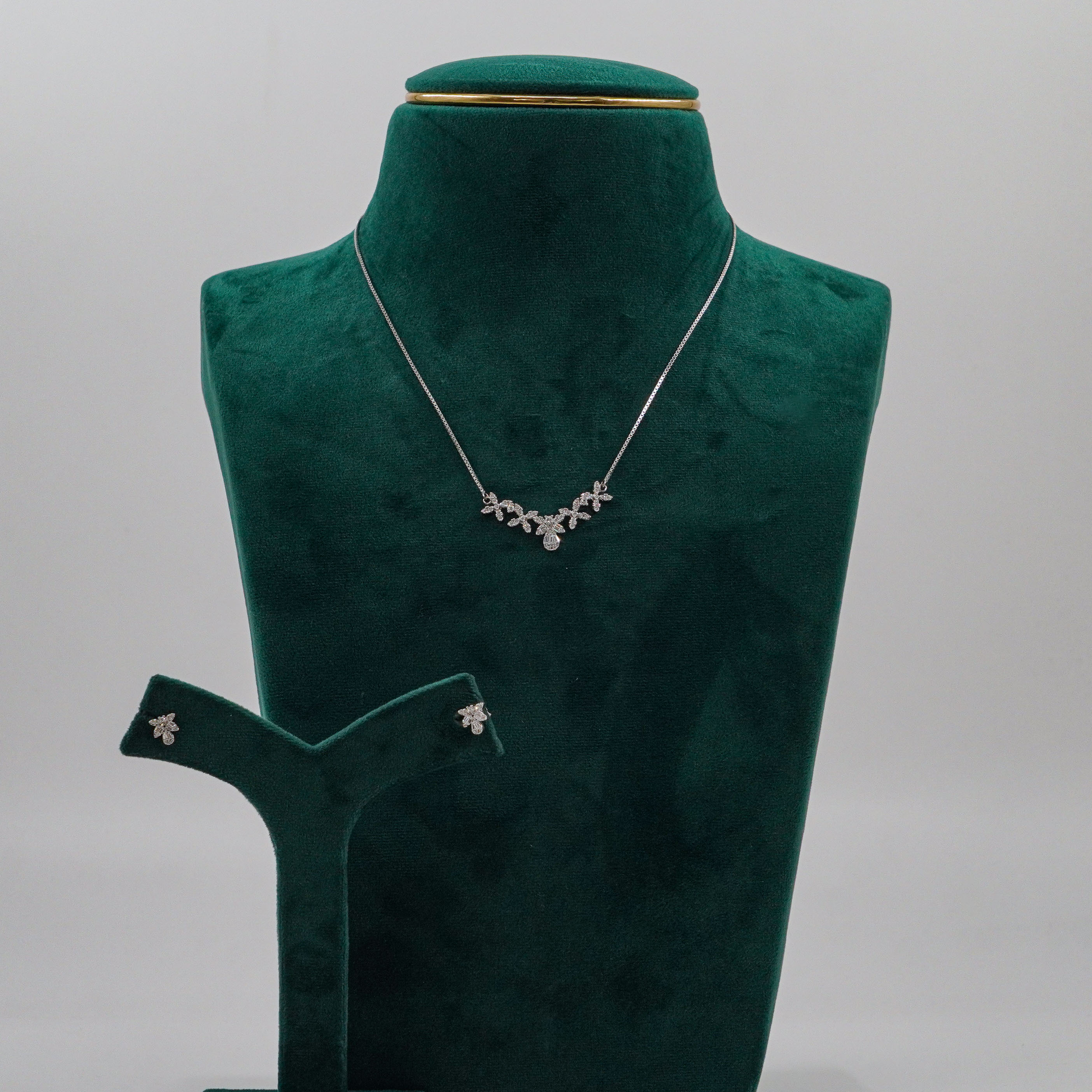 Raag Silver Jewellery Basheerbagh - Floral CZ Necklace Set