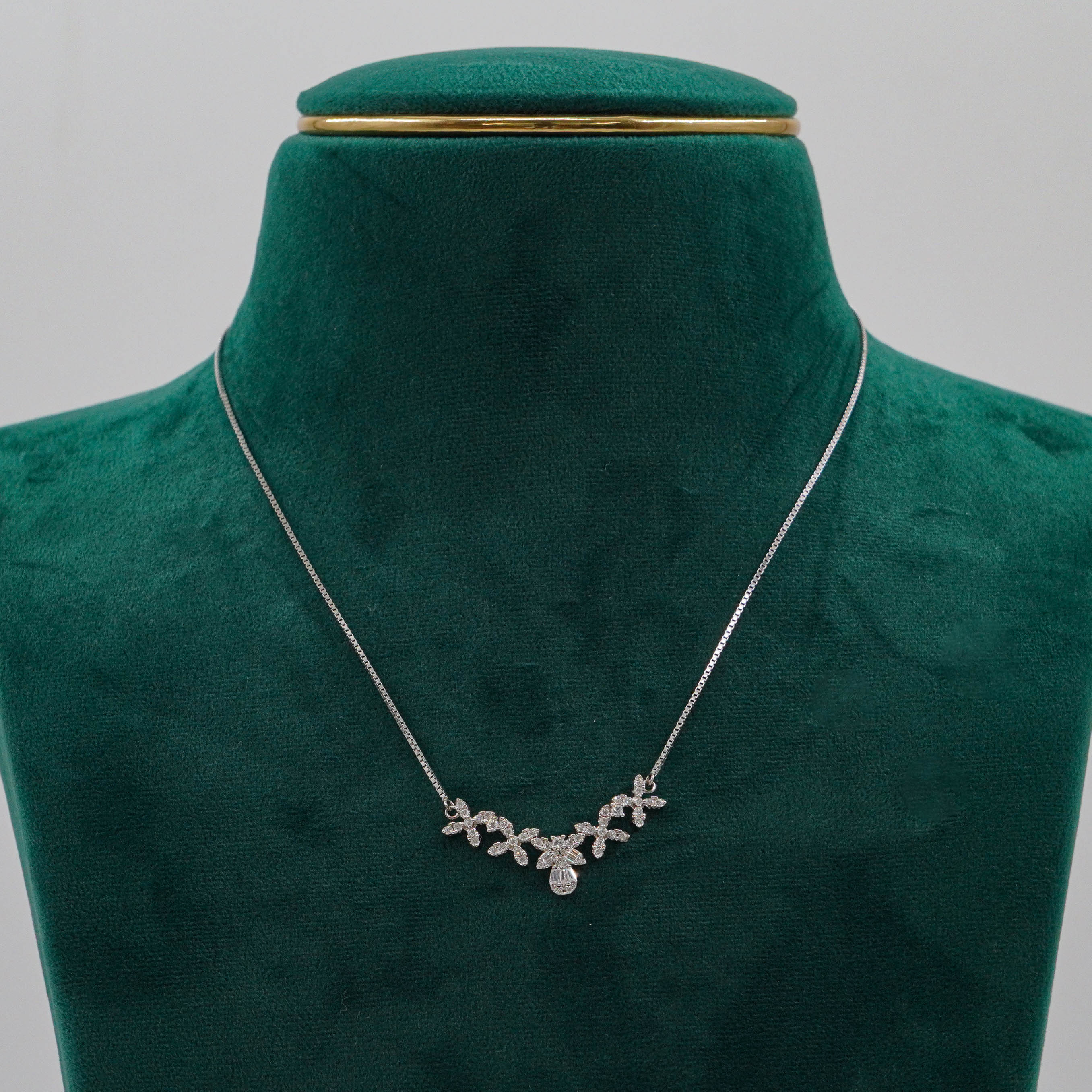 Raag Silver Jewellery Basheerbagh - Floral CZ Necklace Set