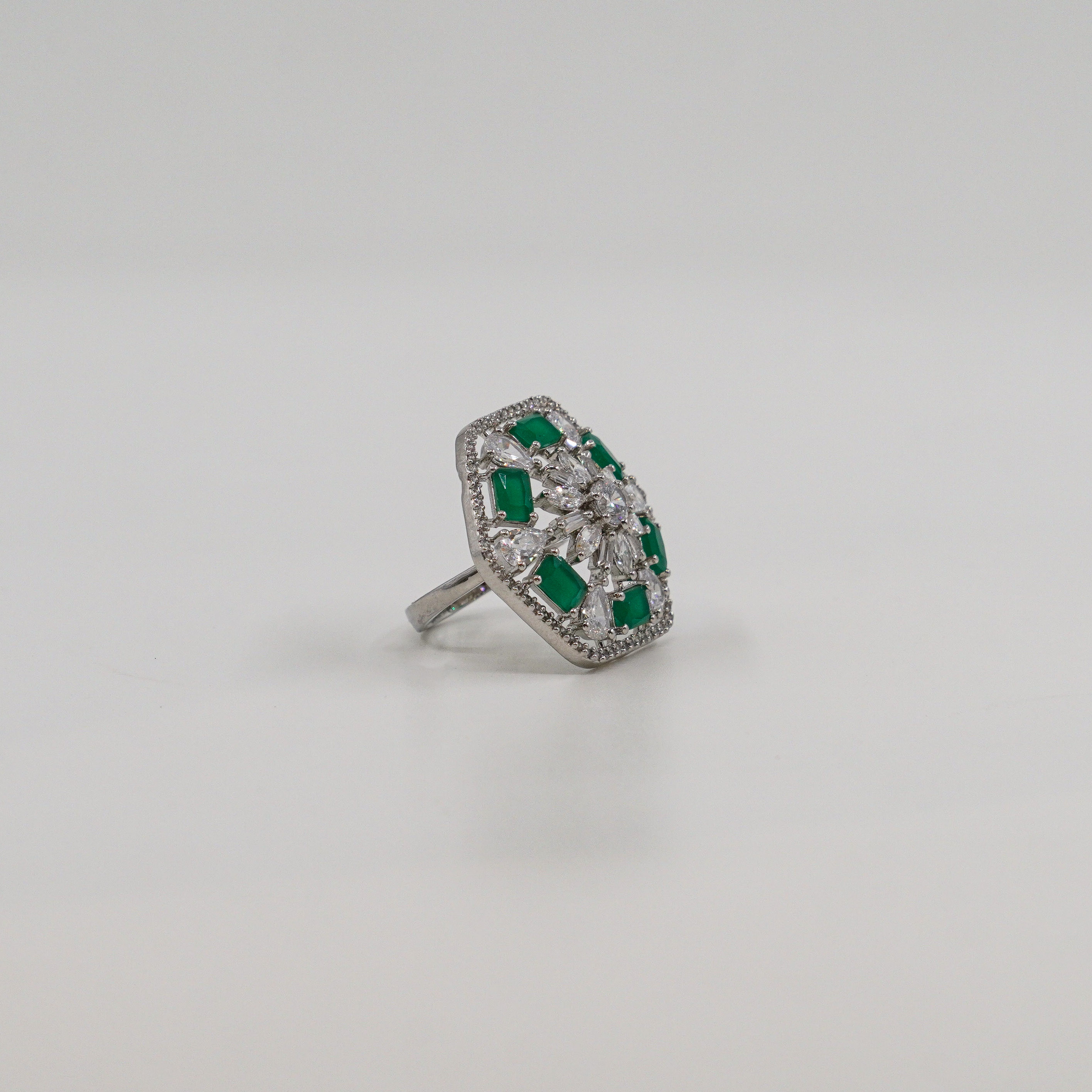 Hexagonal Emerald Ring
