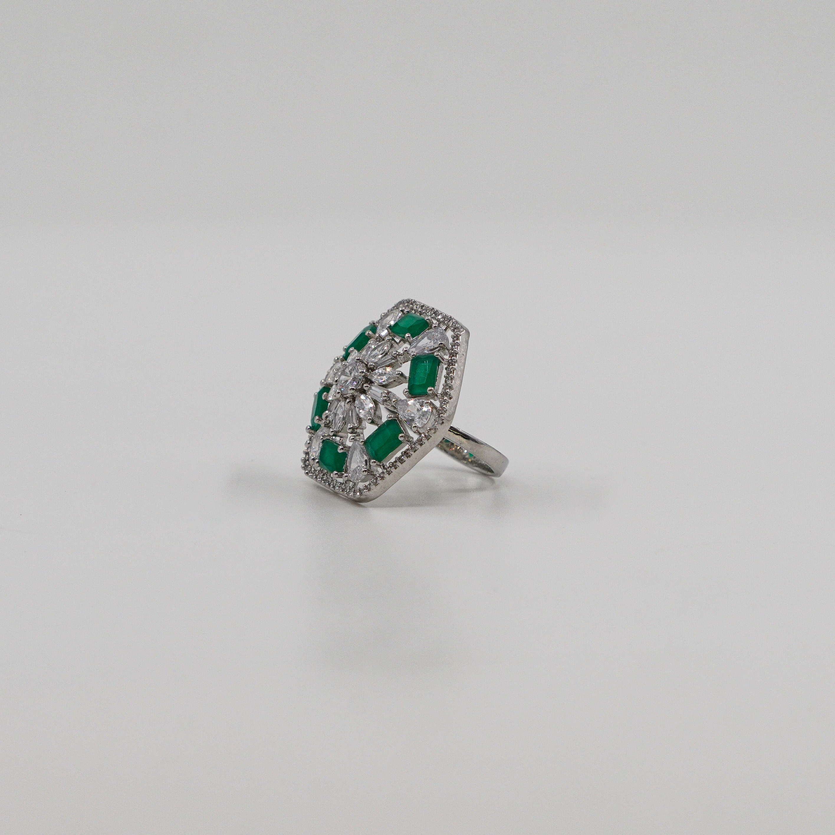 Hexagonal Emerald Ring
