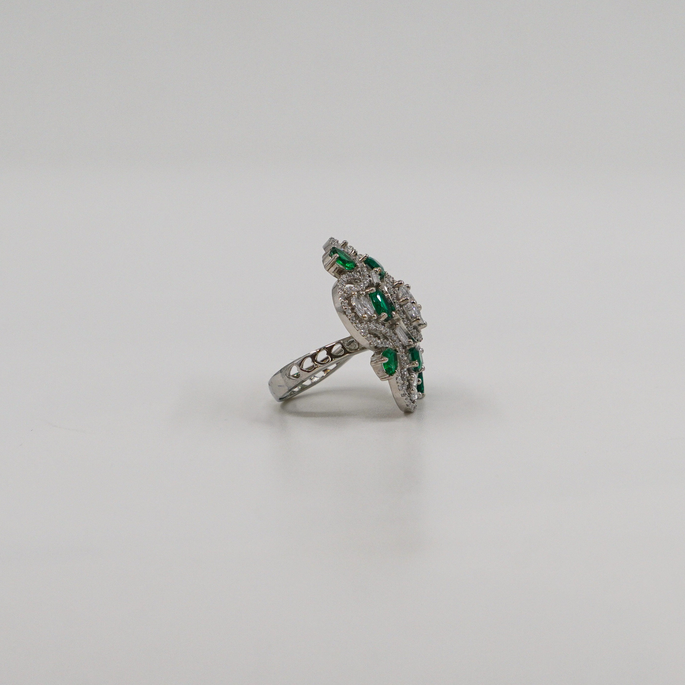 Emerald CZ Flower Ring