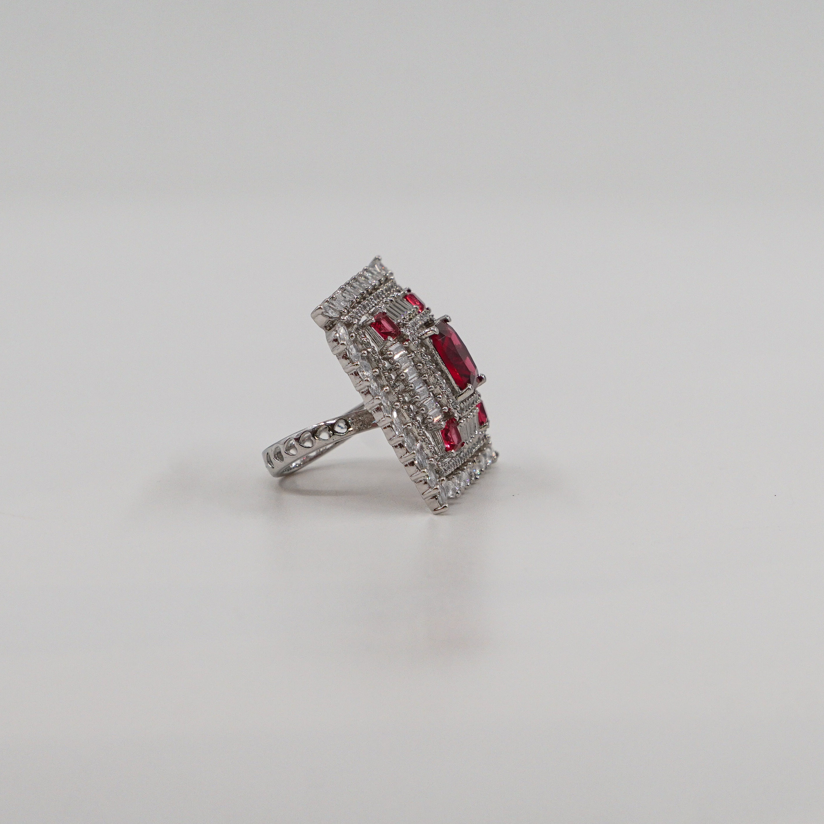 Rectangular Red CZ Ring