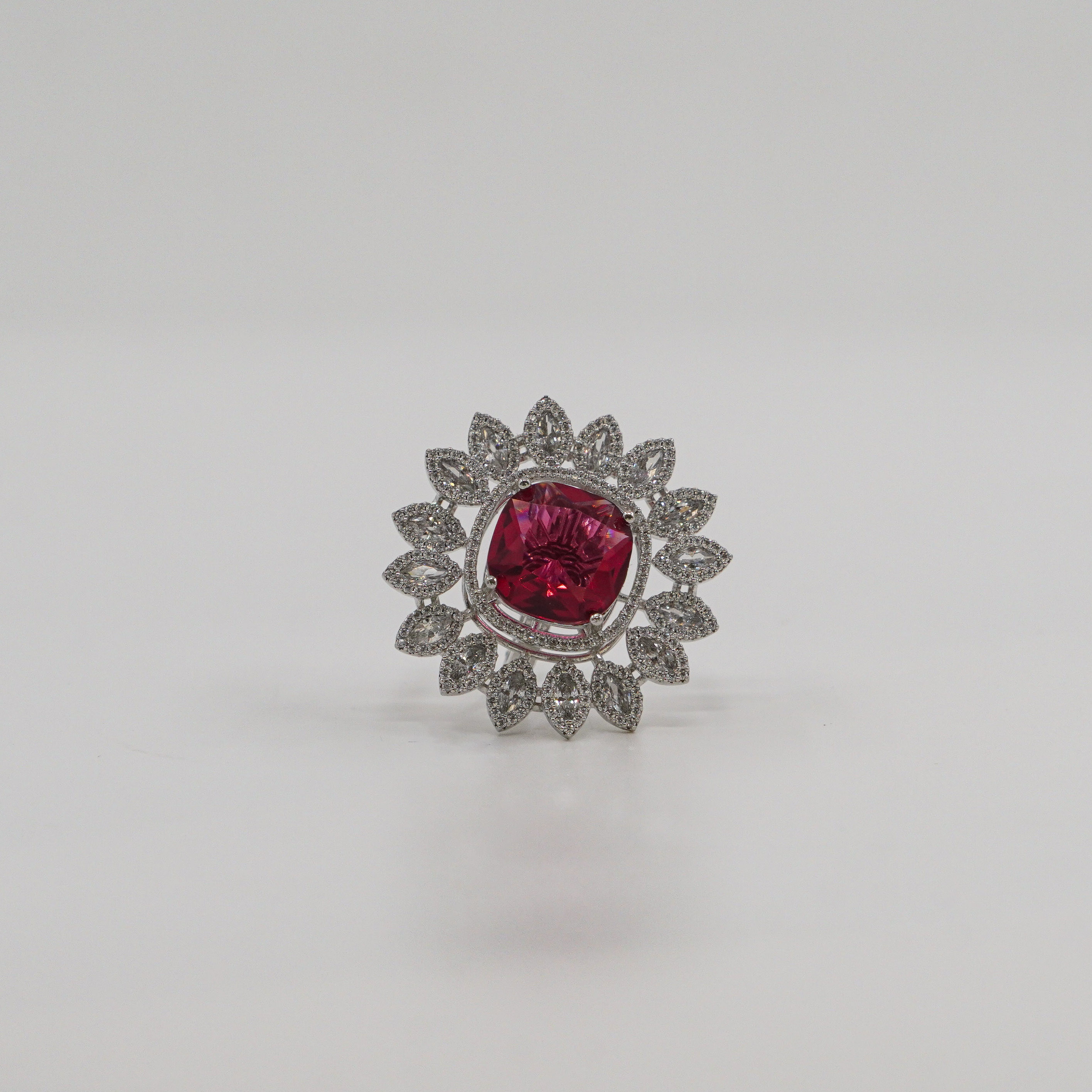 Pink Cushion Halo Ring