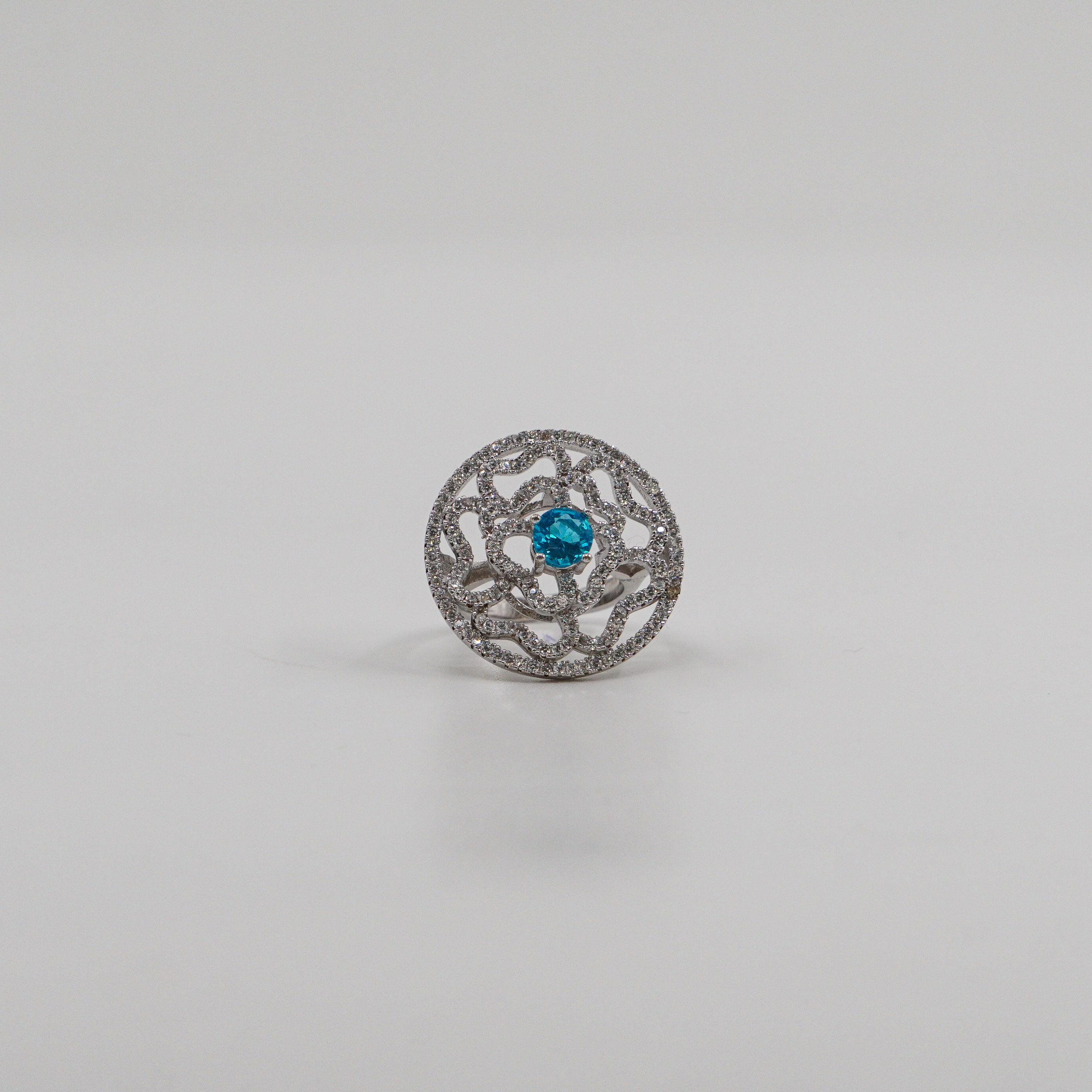 Blue CZ Filigree Ring