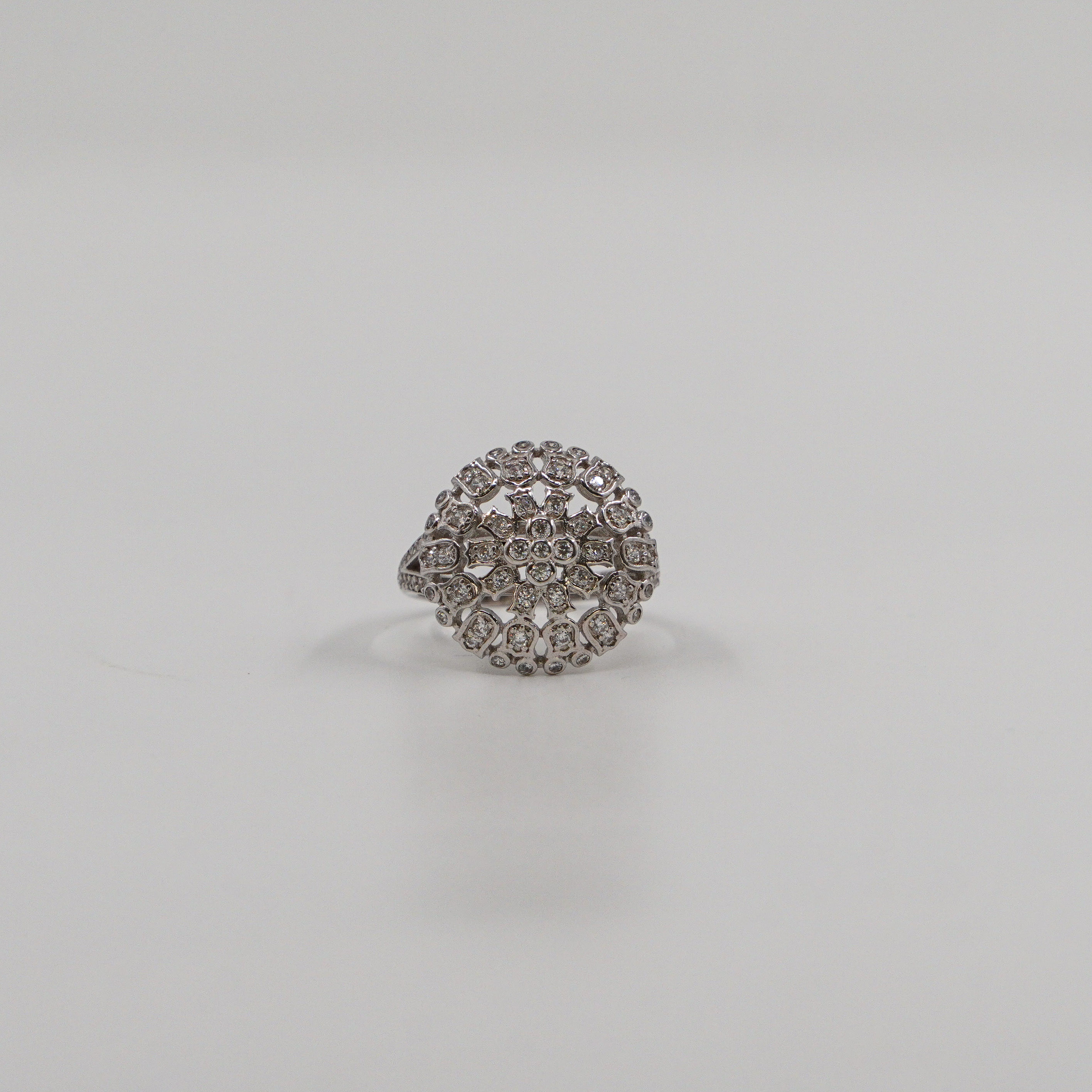 Floral CZ Ring Silver