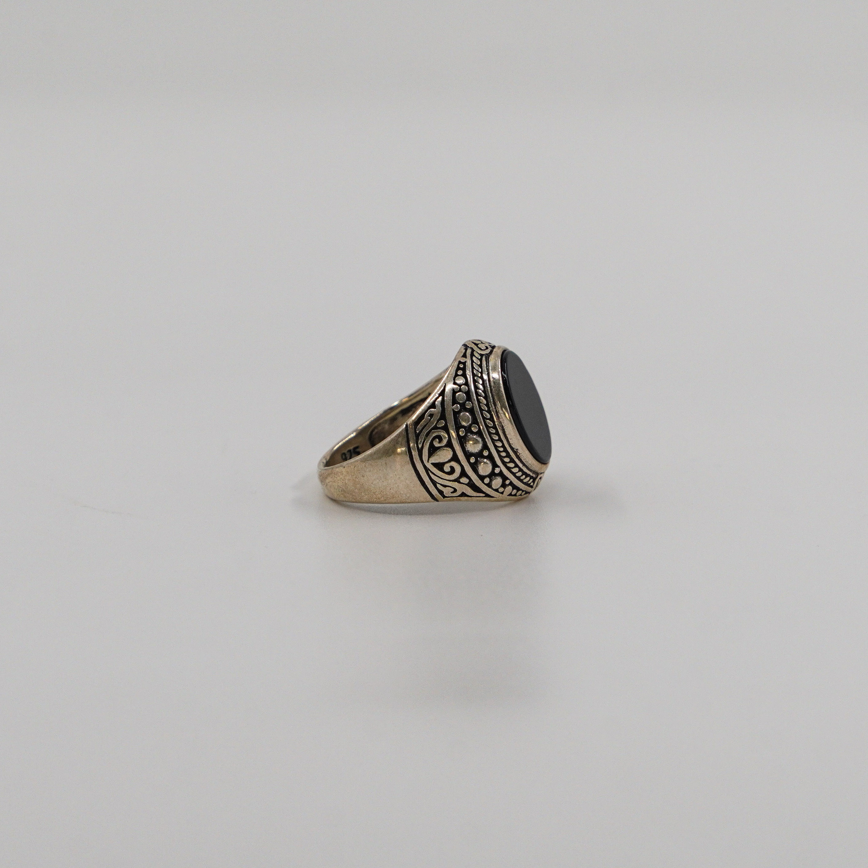 Raag Silver Jewellery Basheerbagh - Oval Black Stone Ring