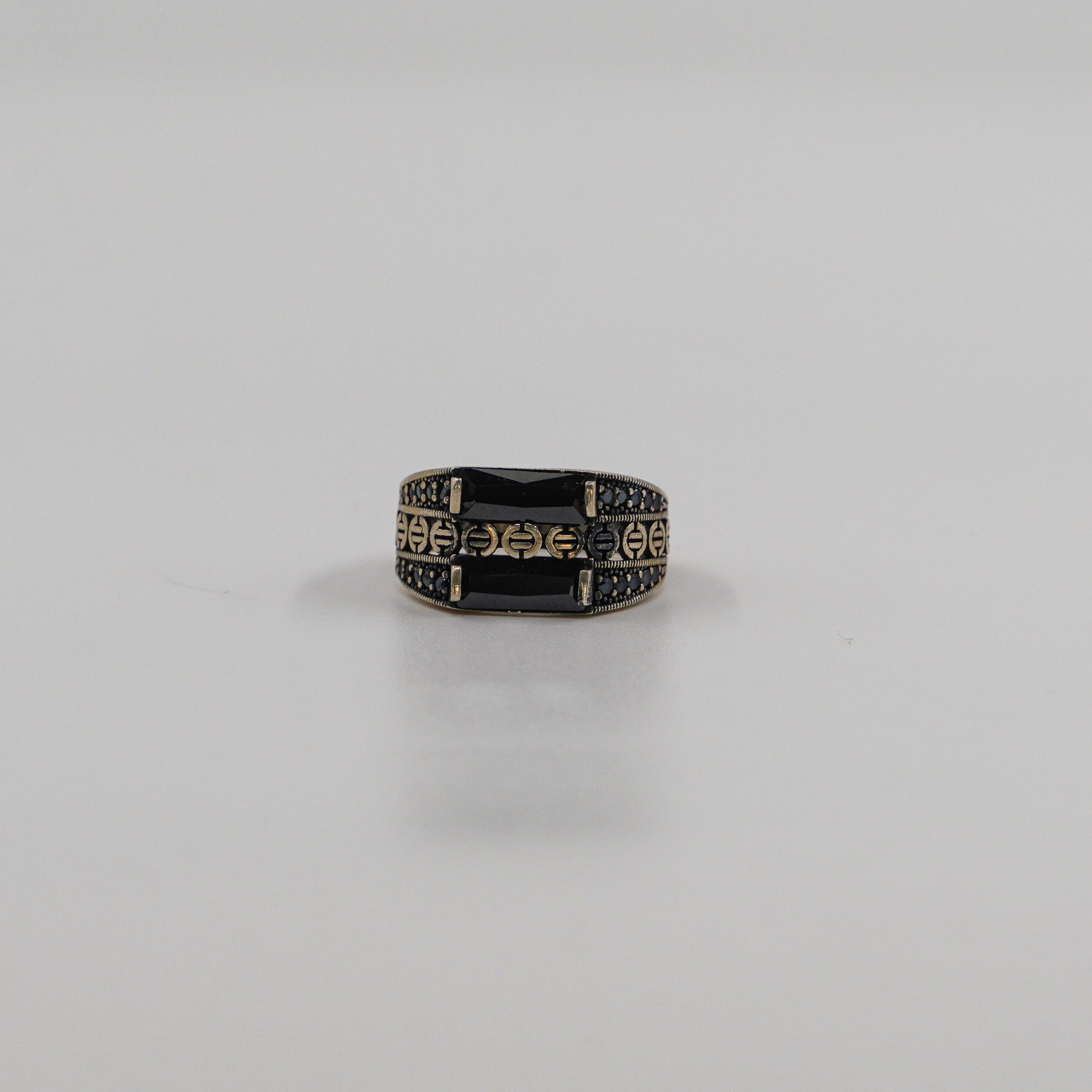 Raag Silver Jewellery Basheerbagh - Rectangular Black Stone Ring