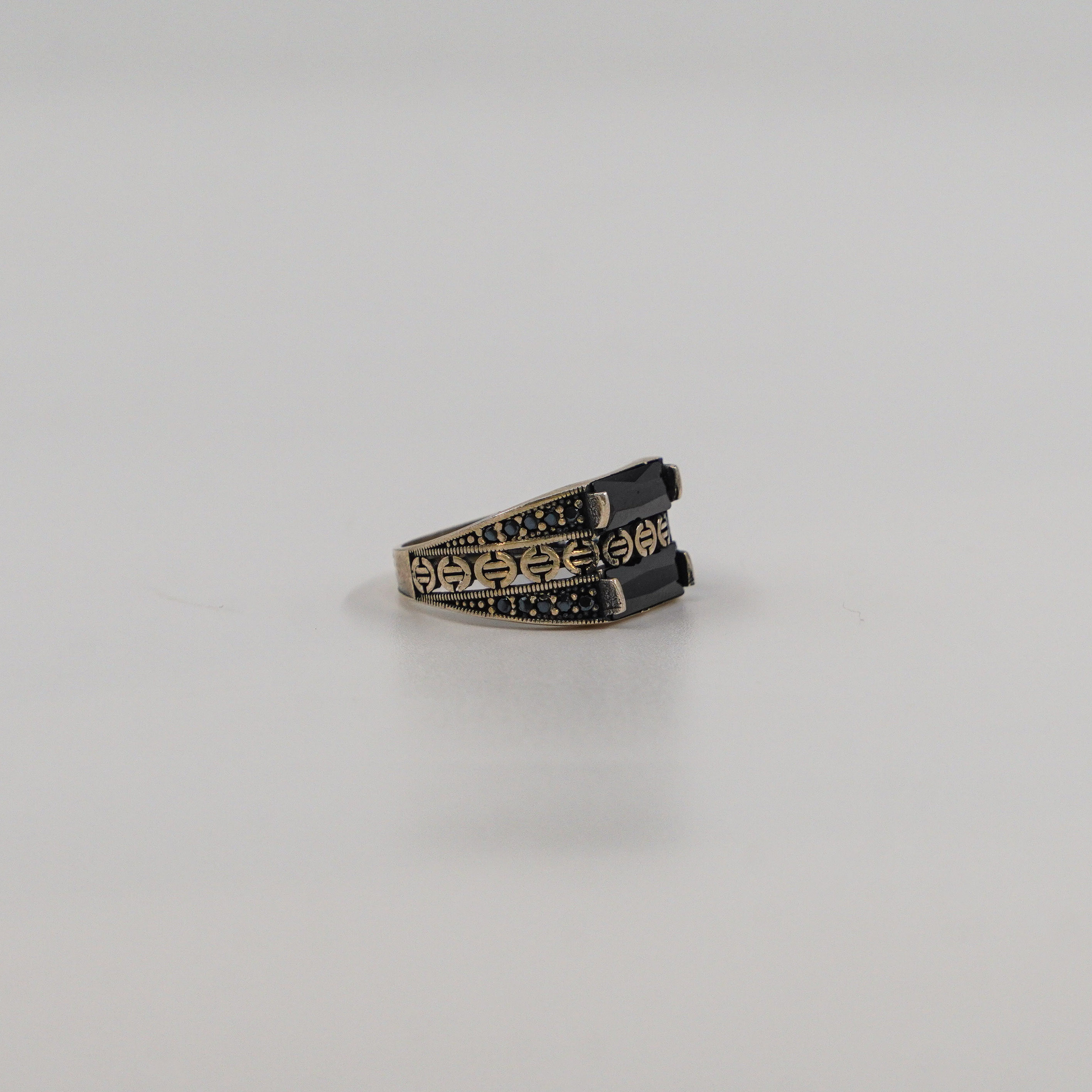 Raag Silver Jewellery Basheerbagh - Rectangular Black Stone Ring