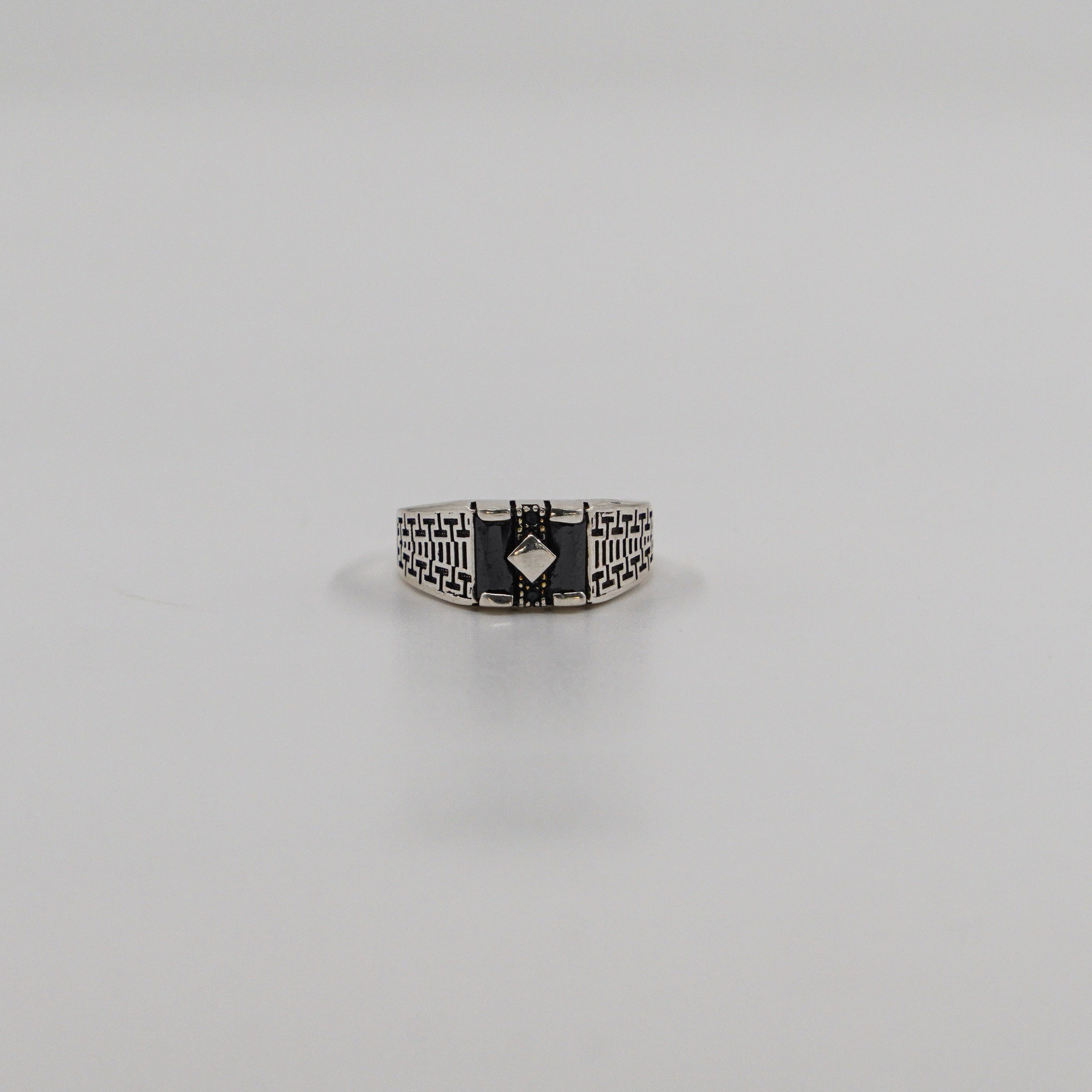 Raag Silver Jewellery Basheerbagh - Geometric Black Stone Ring