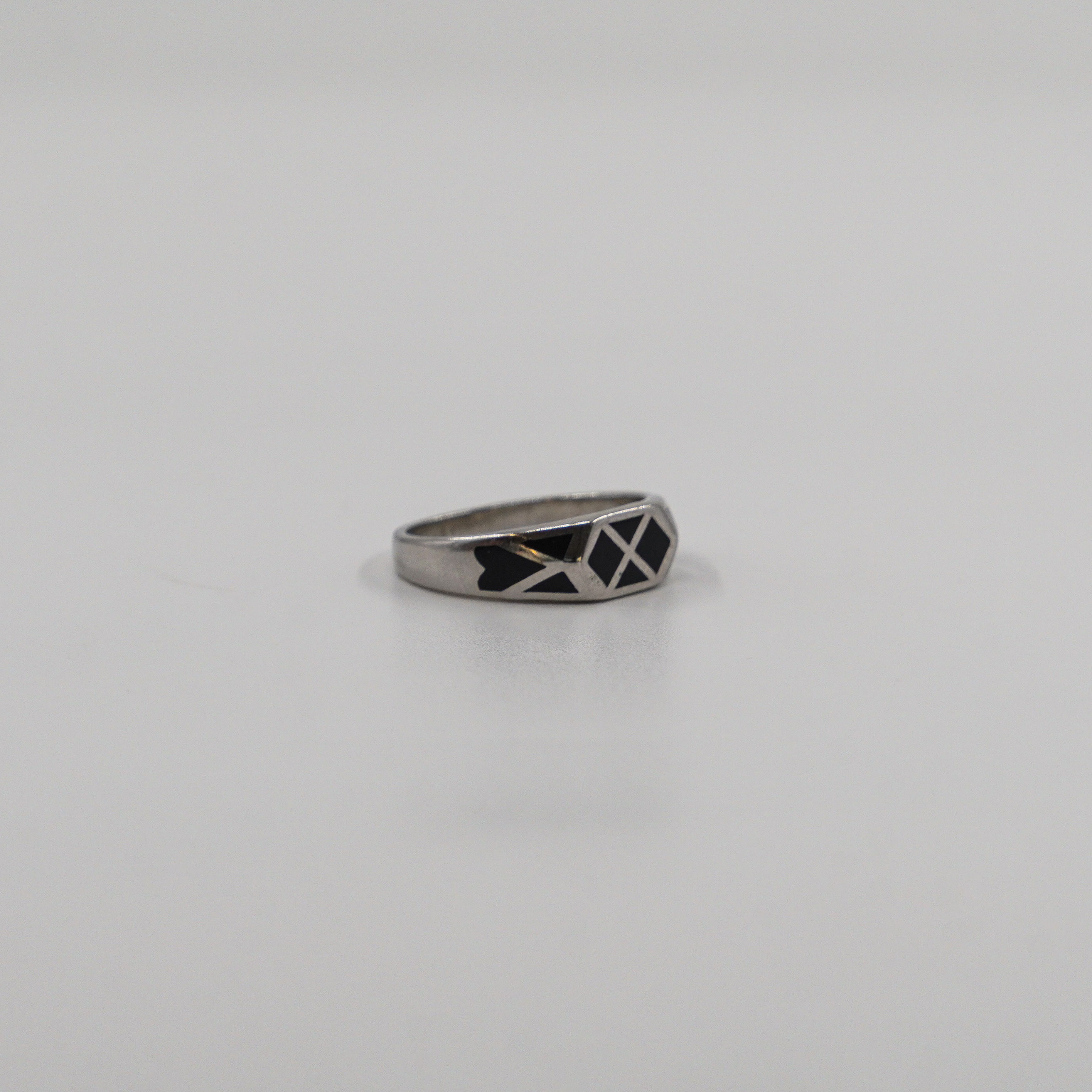 Raag Silver Jewellery Basheerbagh - Geometric Black Ring Silver