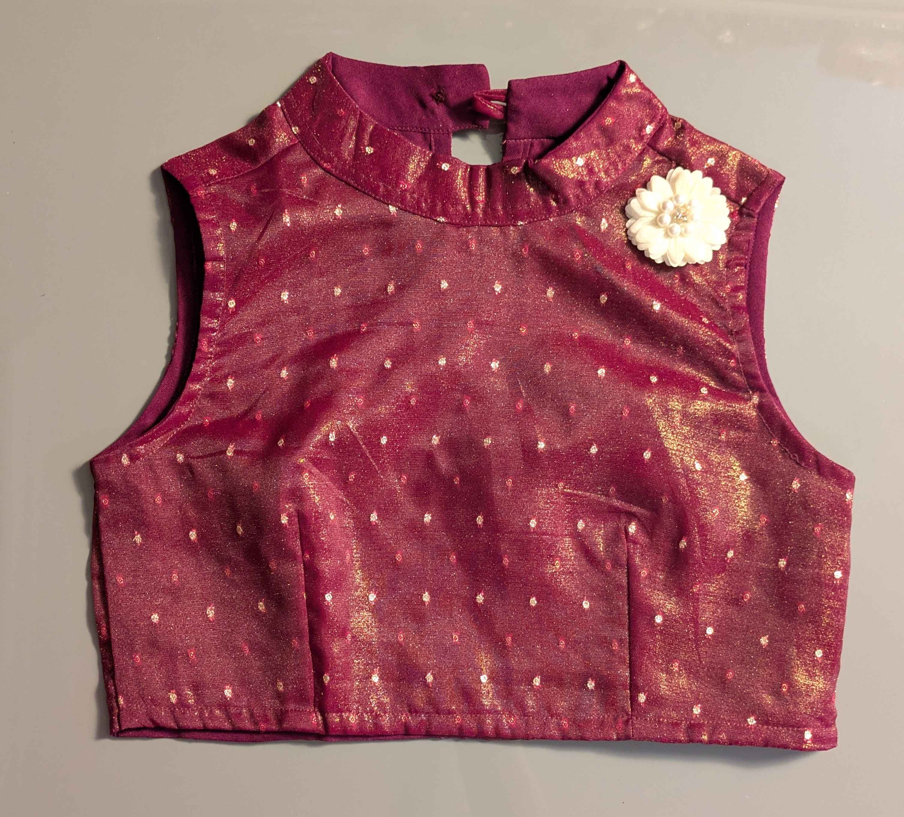 Mauve colour kids lehenga set with crop top- Elegant party wear for girls.