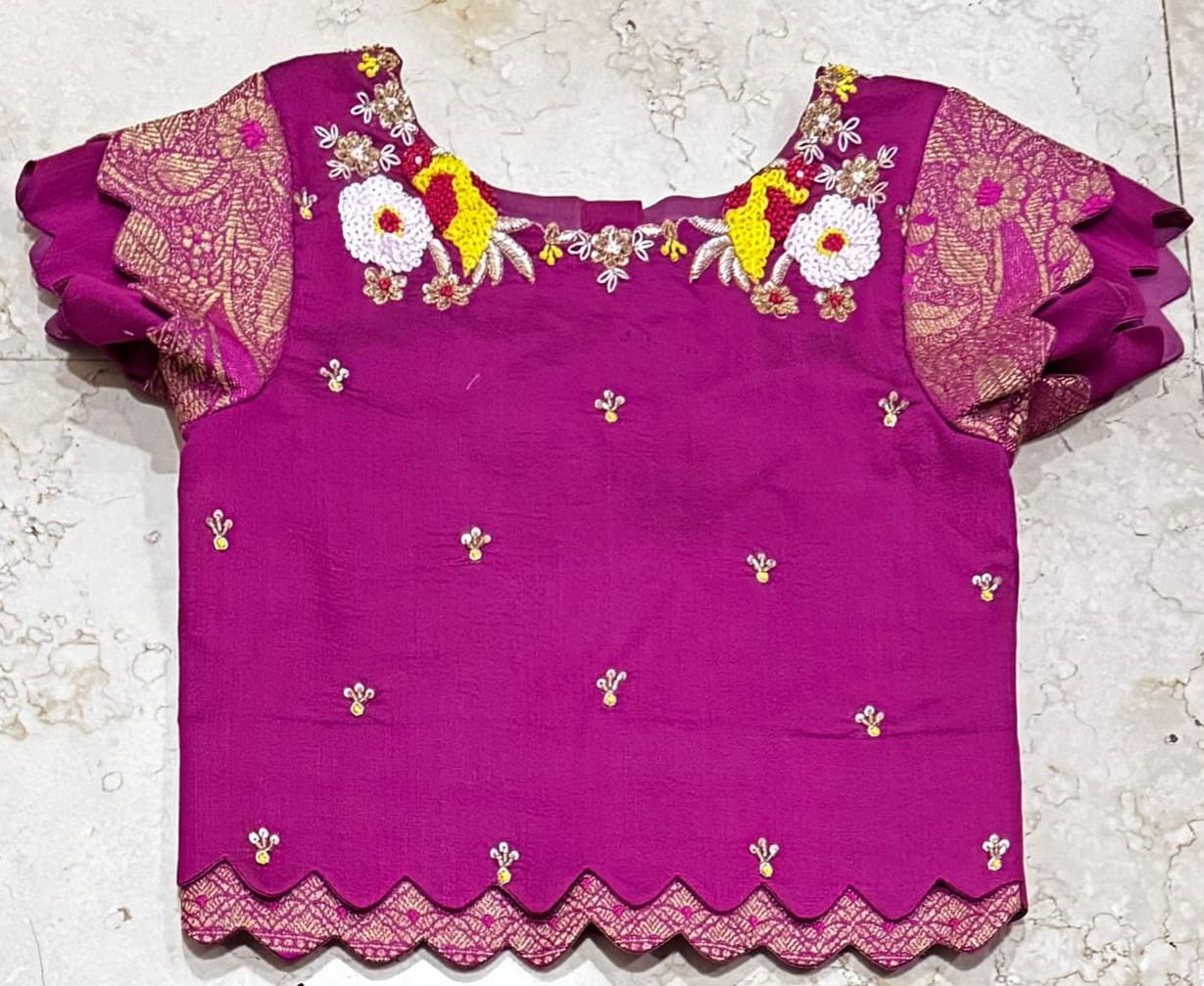 RadhaKrishnaDesignStudio - Banaras patola lehenga with pink maggam work blouse