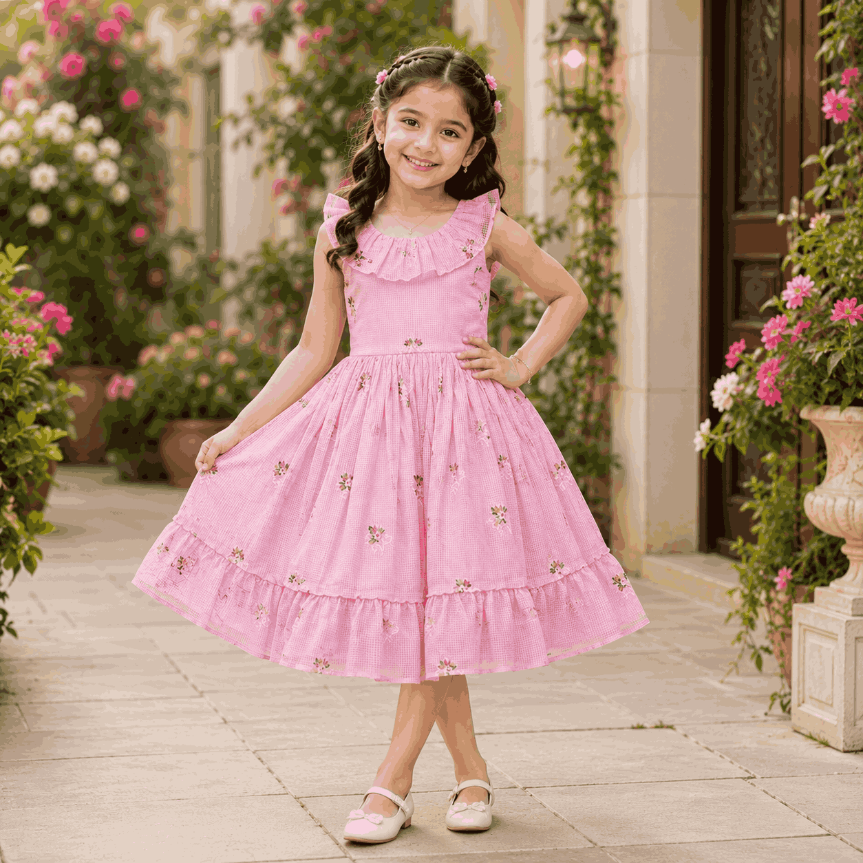 RadhaKrishnaDesignStudio - Organza Embroidered Frock