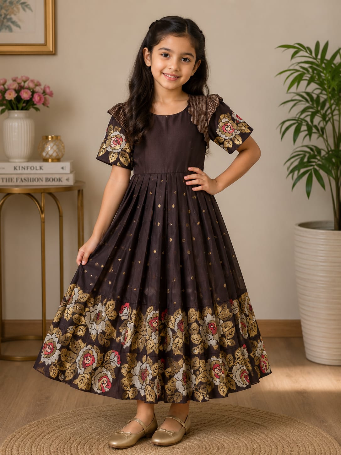 girls brown floral dress BELLA DRESS 18-24m / daylily main image 0