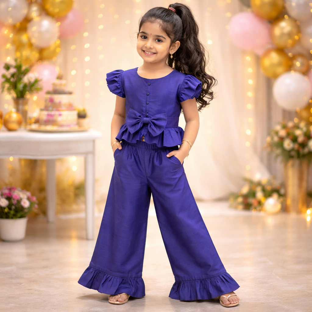 RadhaKrishnaDesignStudio - Semi Silk Palazzo Set