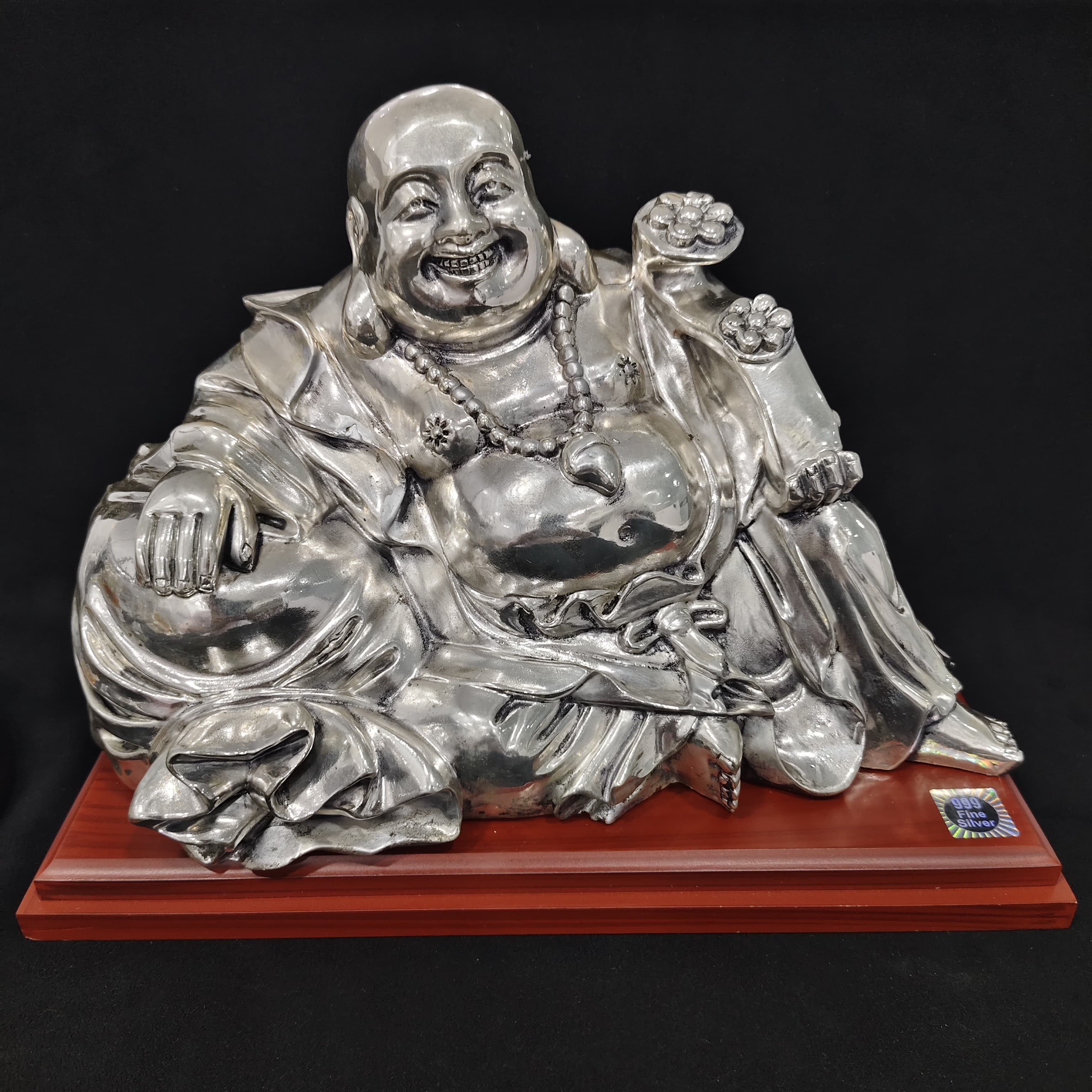 92.5 Silver Laughing Buddha Statue