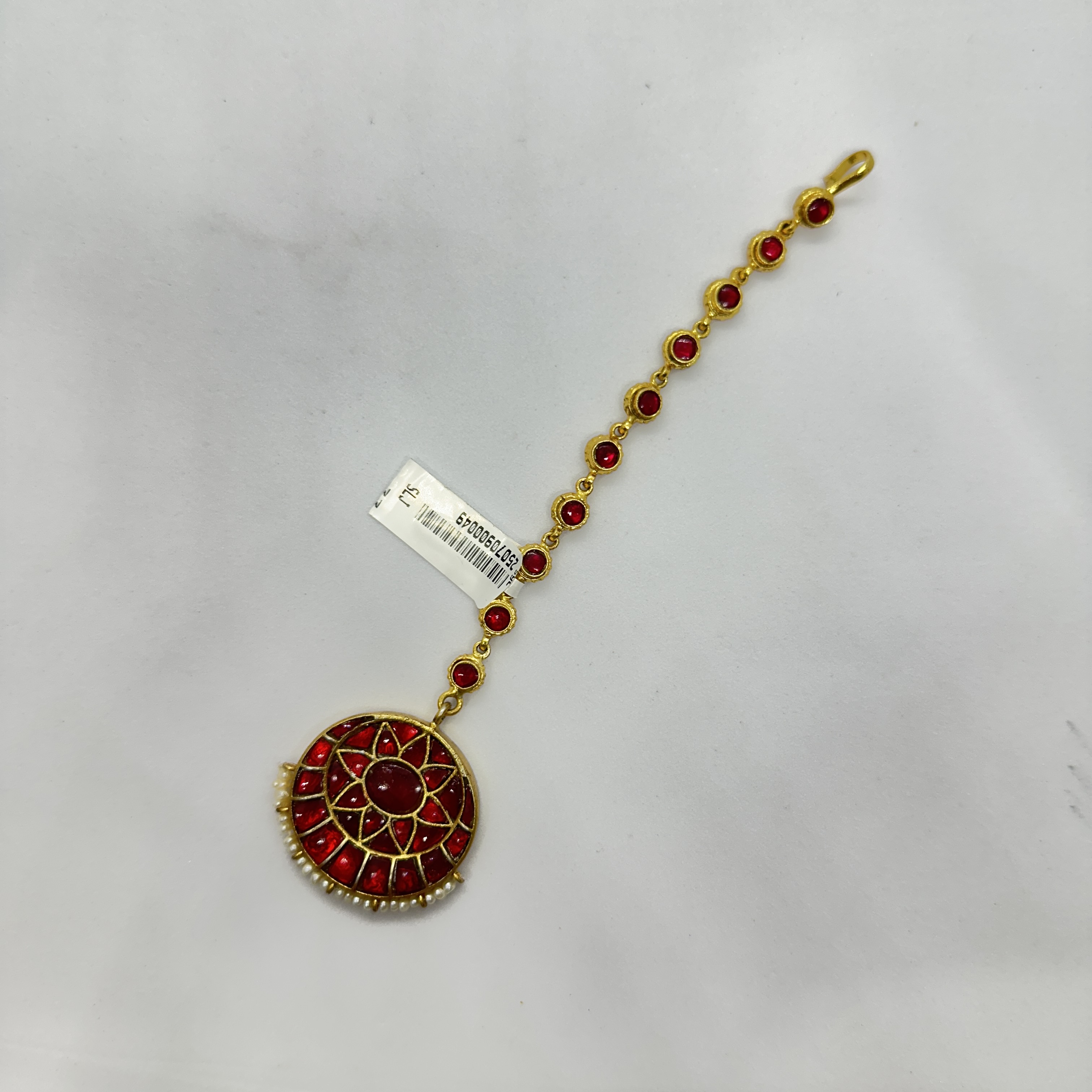 Silver Maang Tikka with Red StonesS