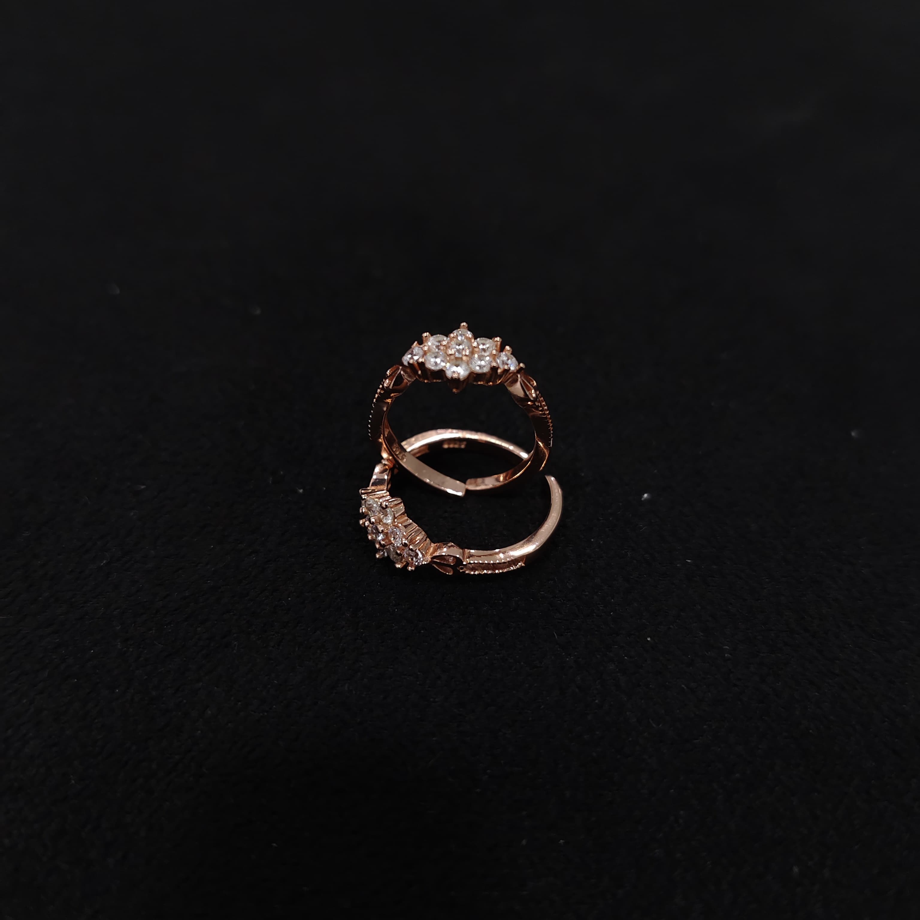 Rose Gold Floral CZ Toe Ring in 92.5 Silver