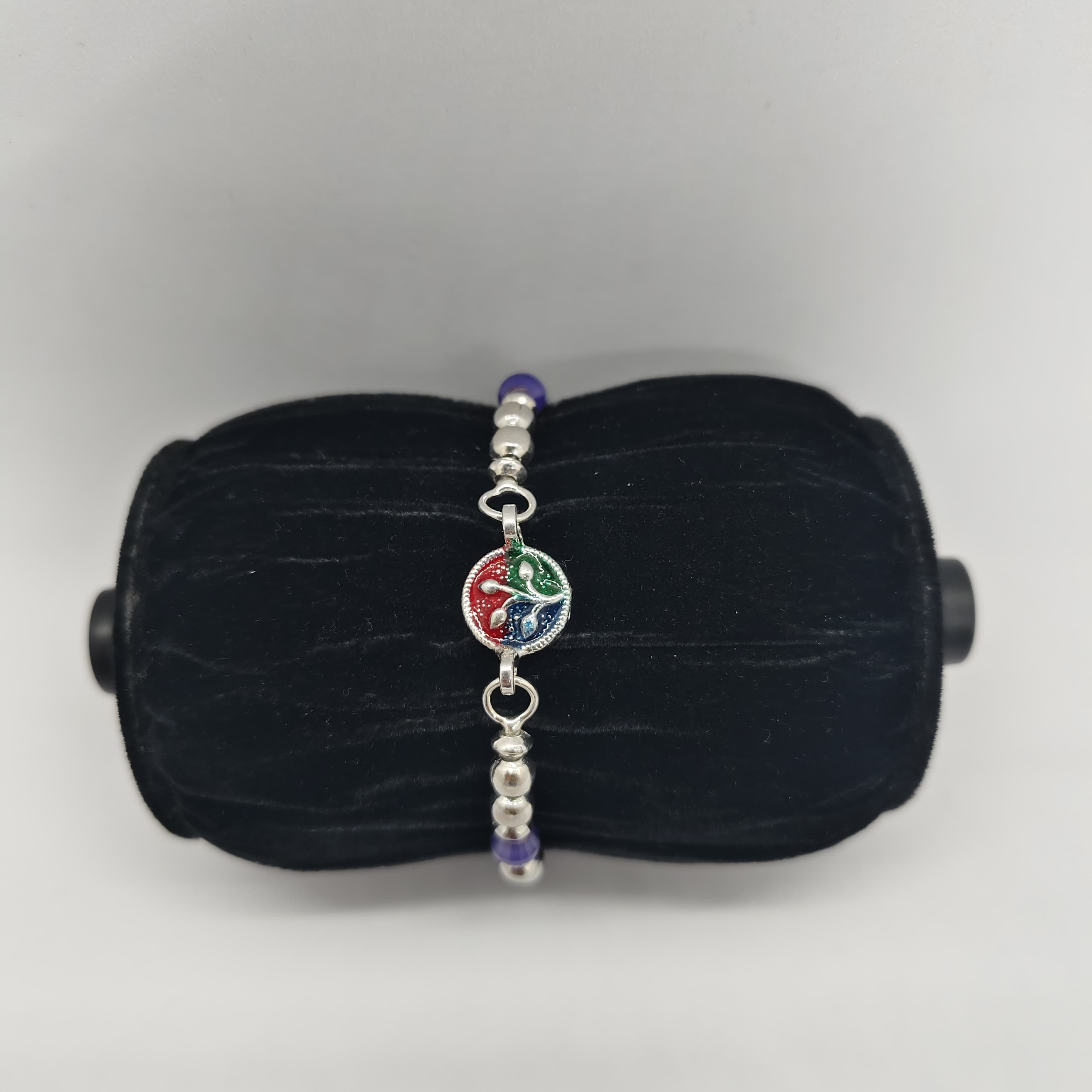 Elegant Silver Rakhi with Beads - Silver Rakhi