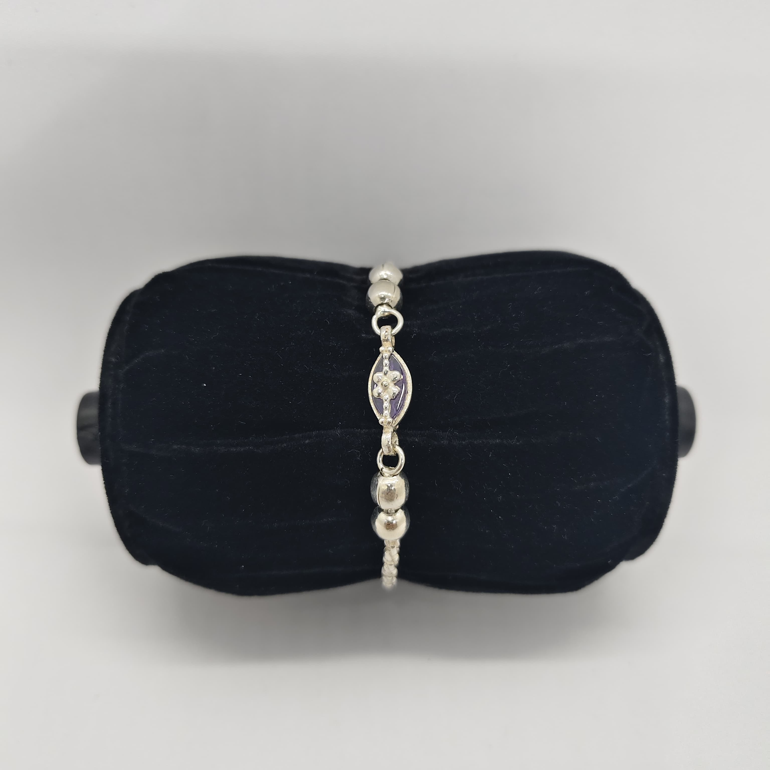 Simple Silver Rakhi  with Beads - Silver Rakhi
