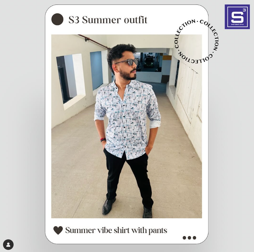Printed Spread-Collar Shirt