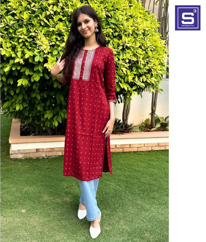 Women Printed Viscose Rayon Straight Kurta