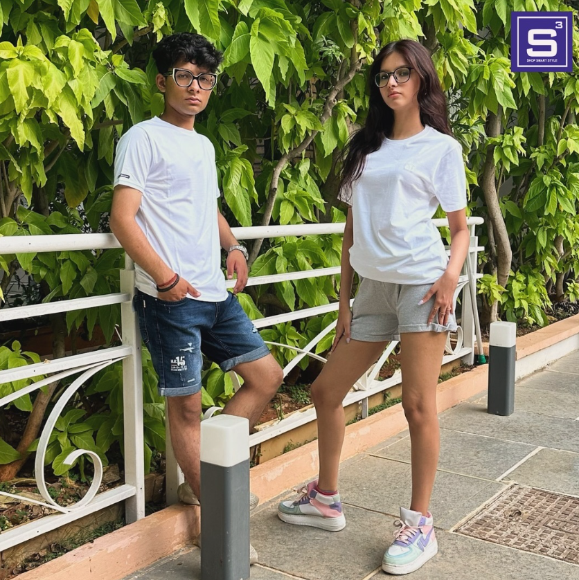 Men/Women Round Neck White T-Shirt