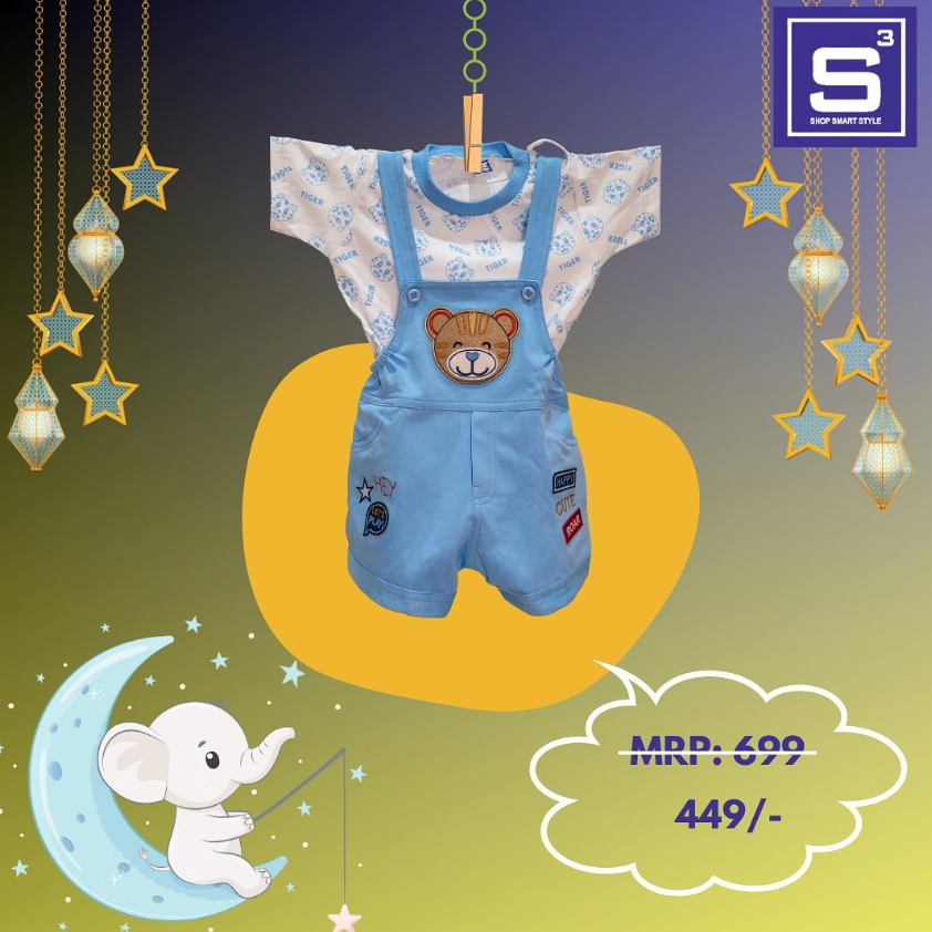 Casual T-shirt Dungaree  (Sky Blue)