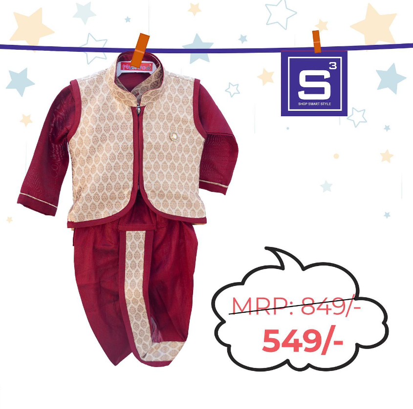 Gold & Maroon Kurta with Dhoti Pants
